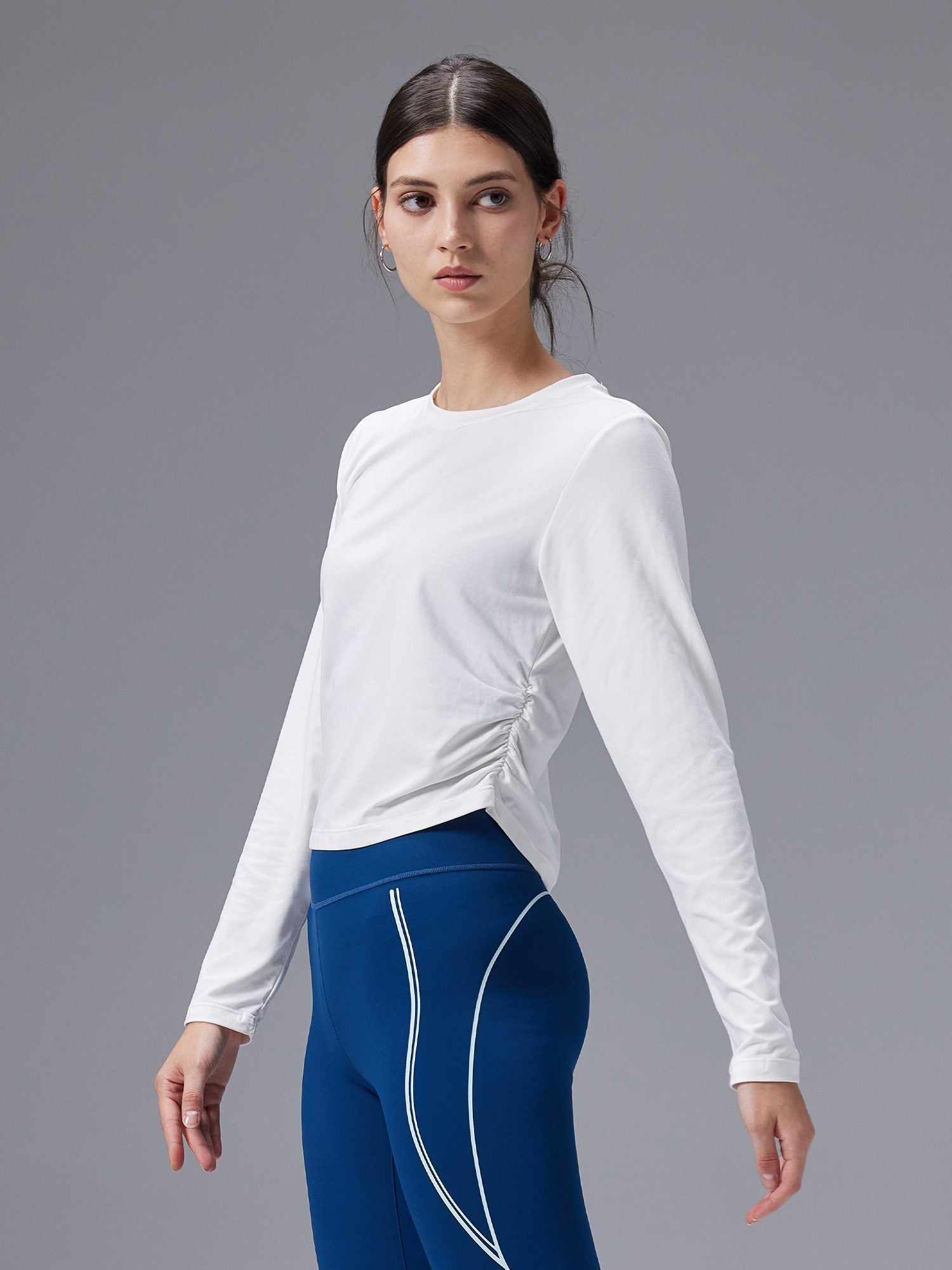 Ruched Crewneck Long Sleeve Shirt