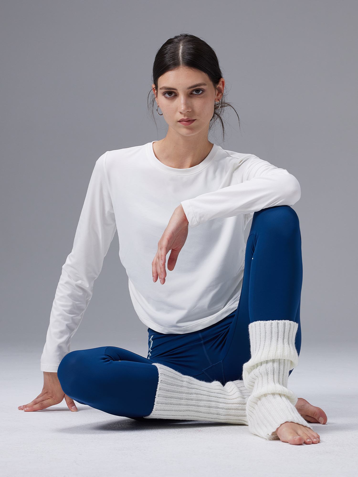 Ruched Crewneck Long Sleeve Shirt