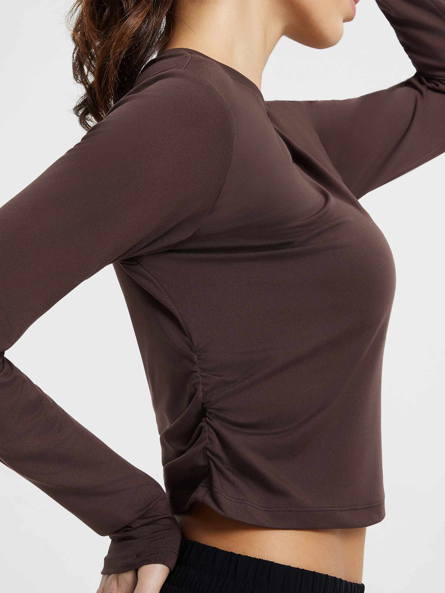 Image of Ruched Crewneck Long Sleeve Shirt