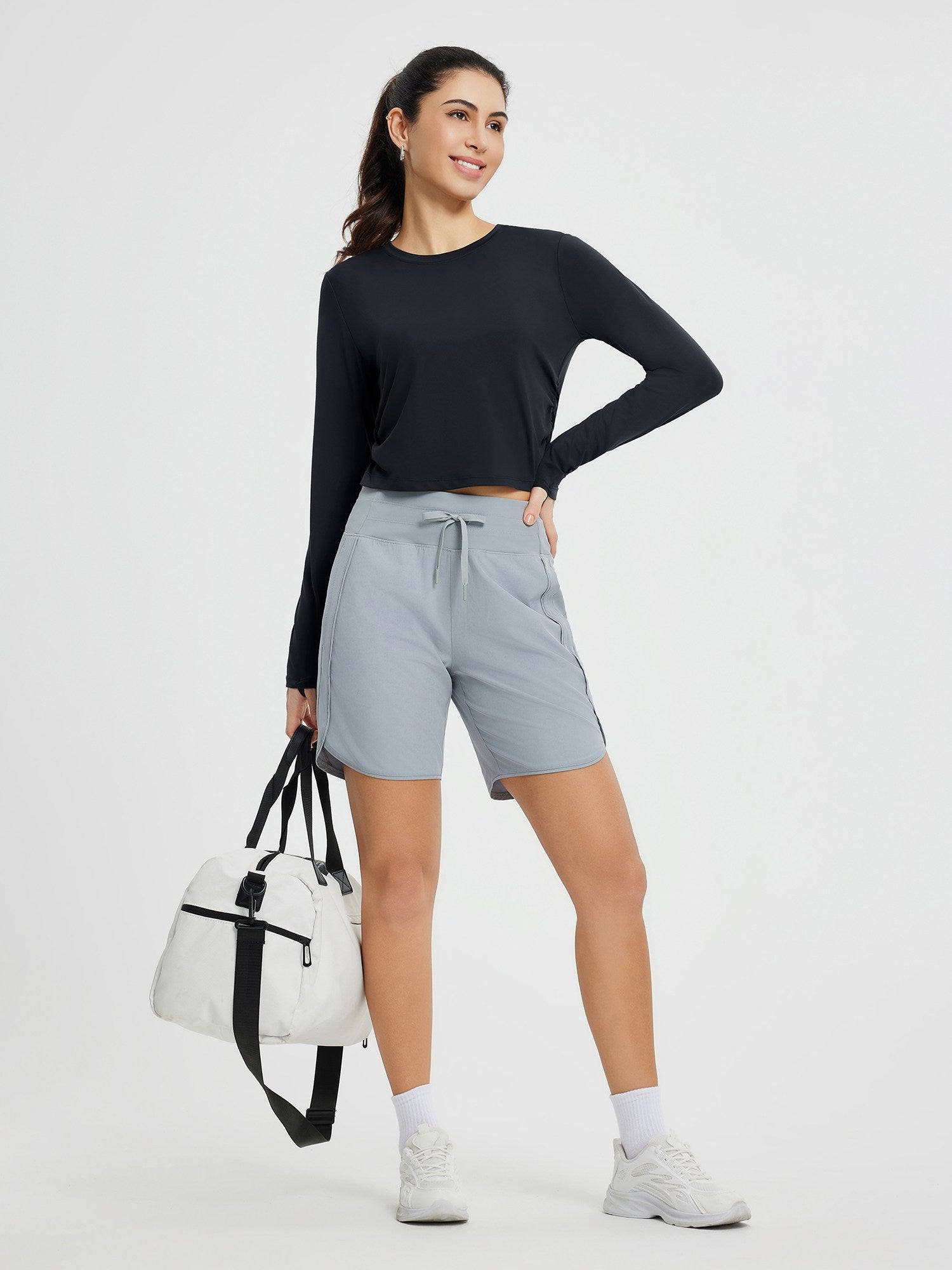 Ruched Crewneck Long Sleeve Shirt