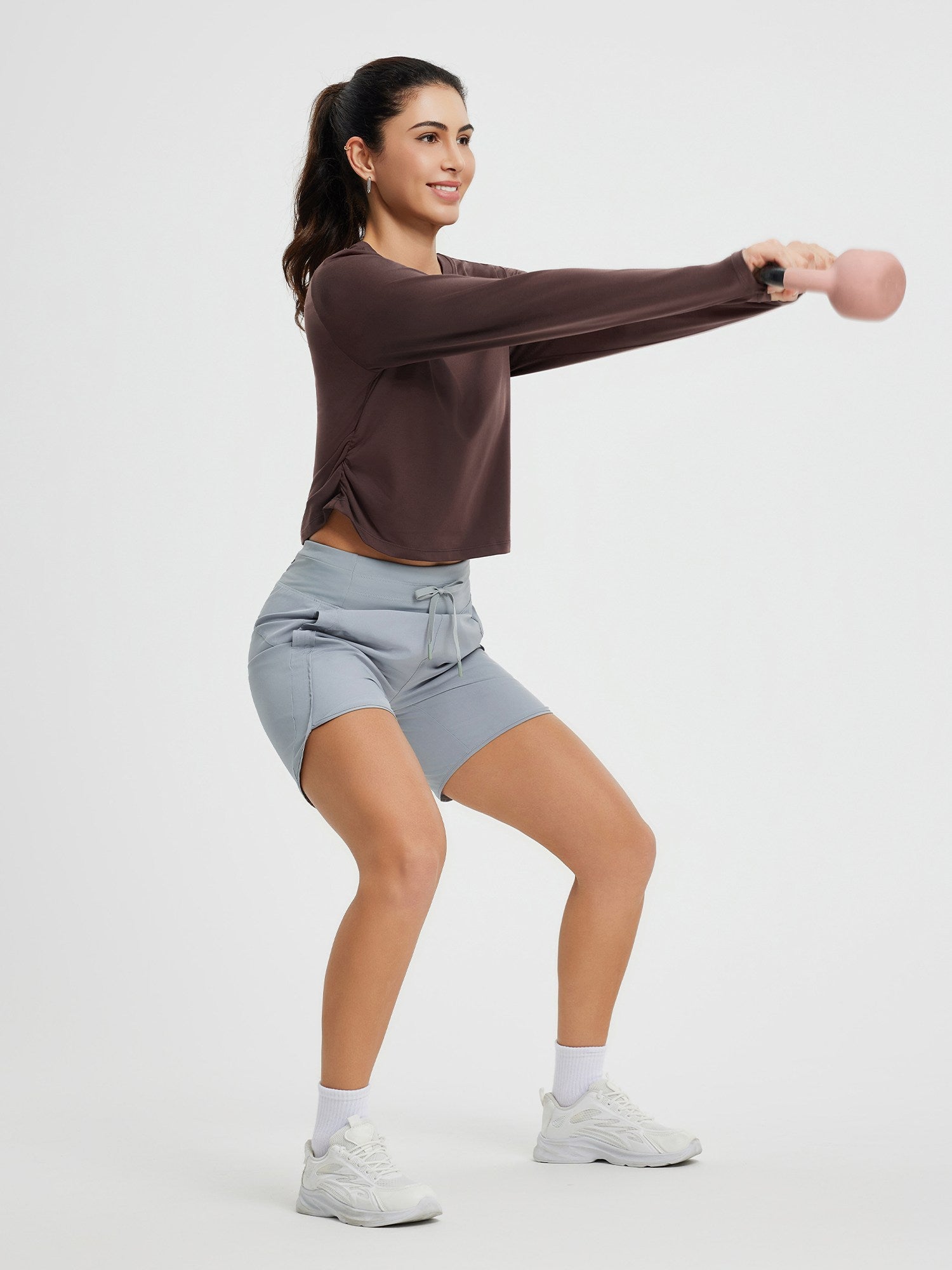 Ruched Crewneck Long Sleeve Shirt