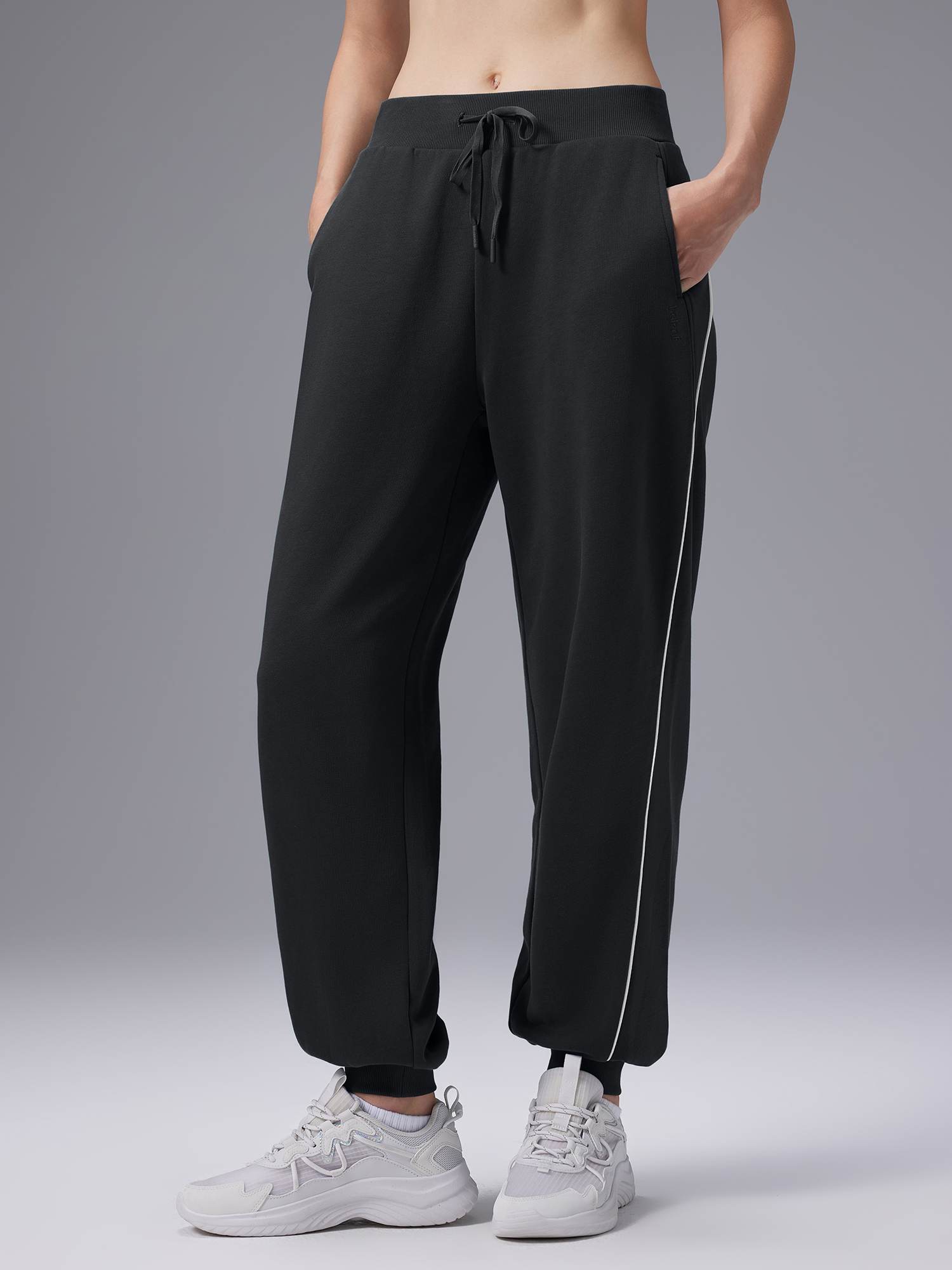 Image of Relaxed Fit Elastic-Cuff Pants