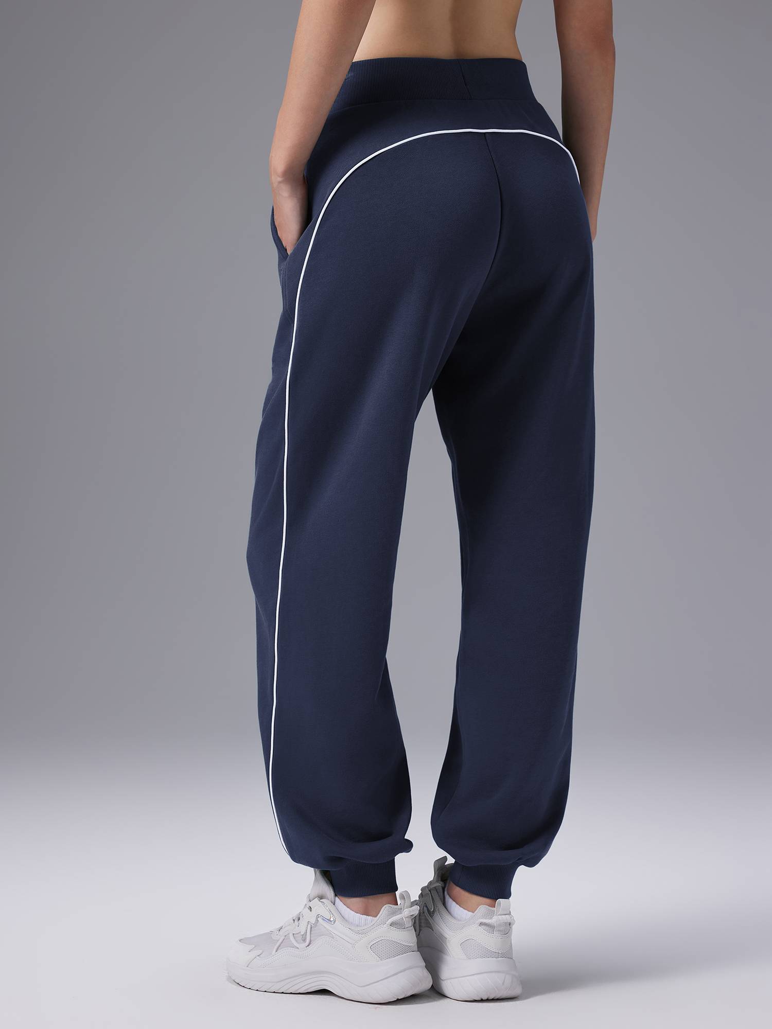 Image of Relaxed Fit Elastic-Cuff Pants