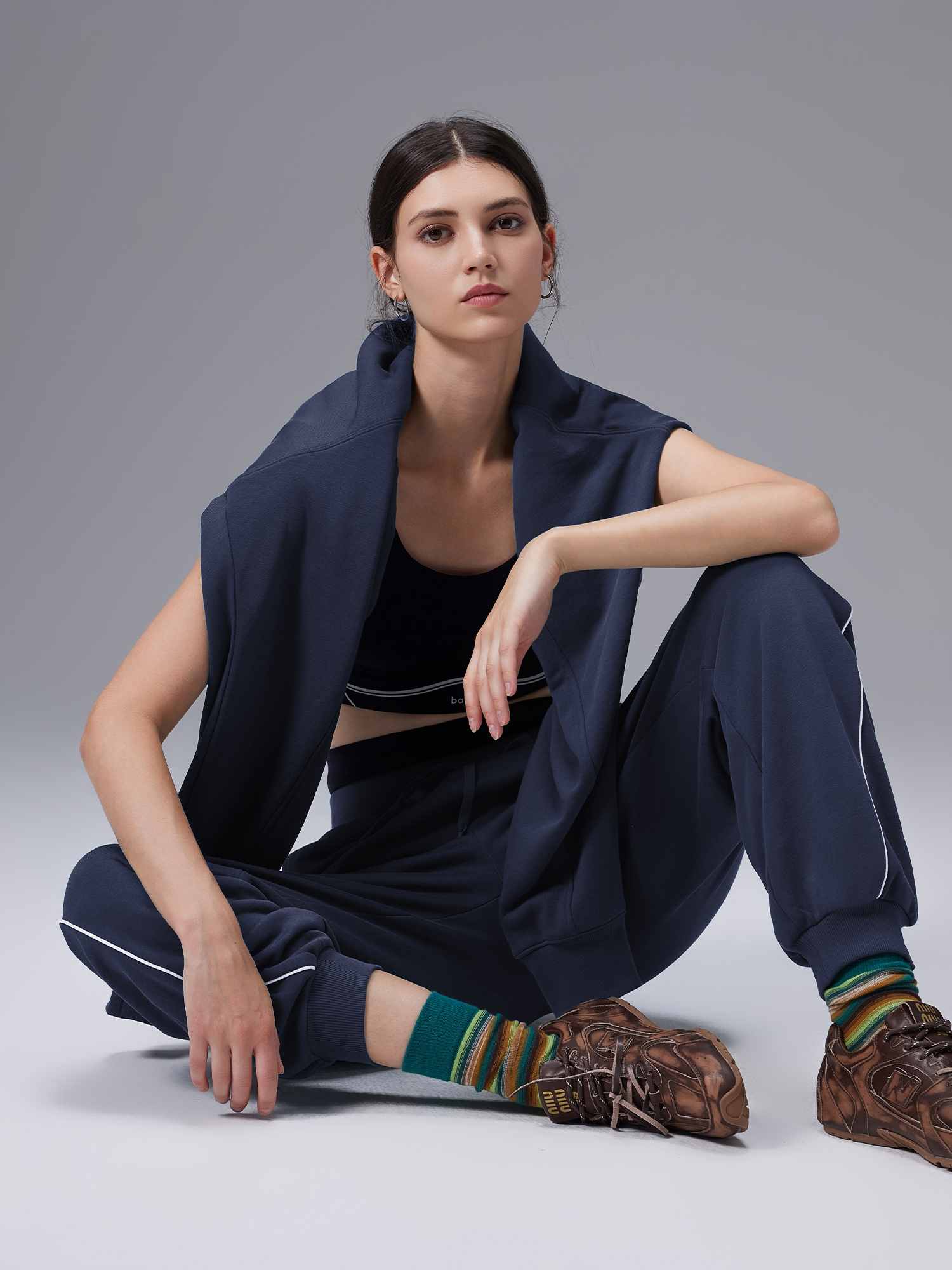 Image of Relaxed Fit Elastic-Cuff Pants