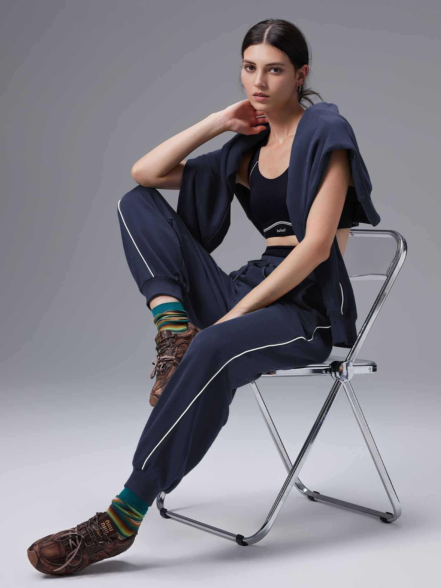 Image of Relaxed Fit Elastic-Cuff Pants