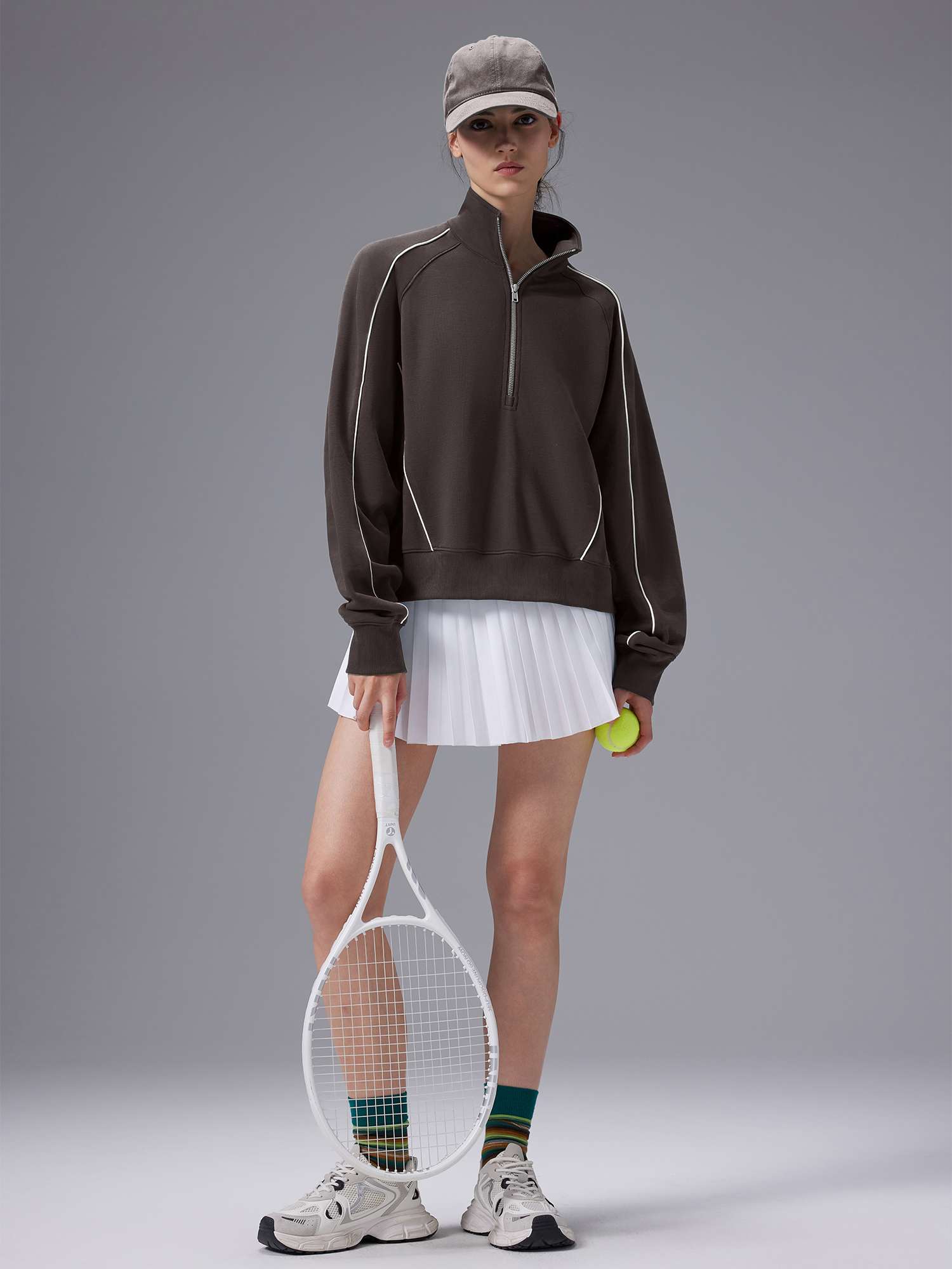 Image of Relaxed Fit Half-Zip Mock Neck Sweatshirt