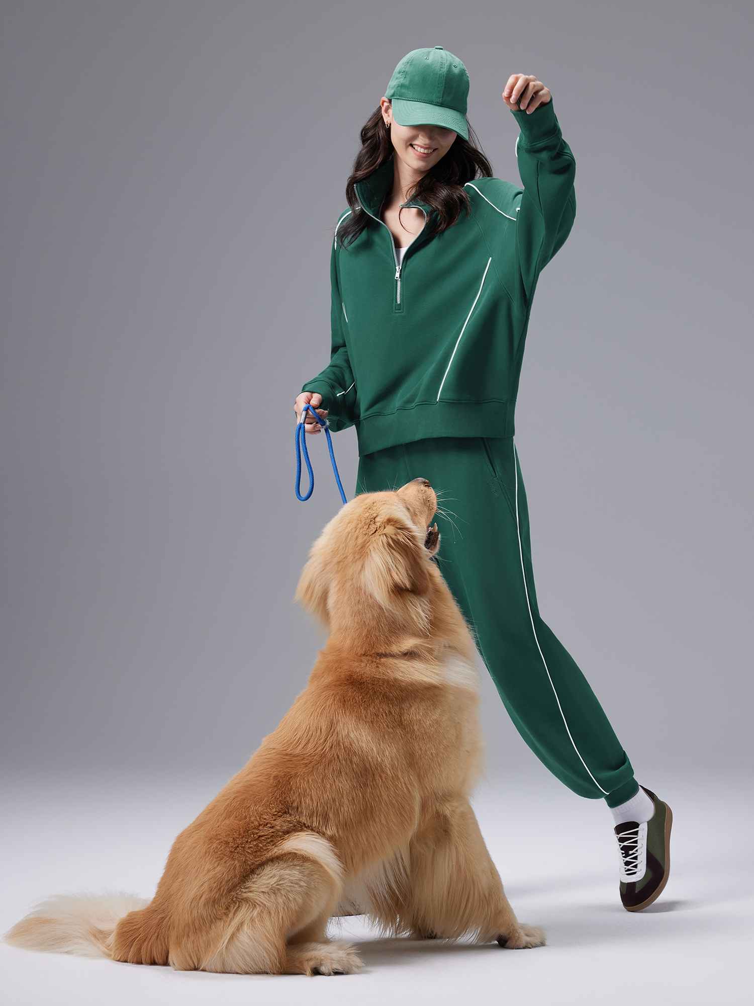 Relaxed Fit Half-Zip Mock Neck Sweatshirt