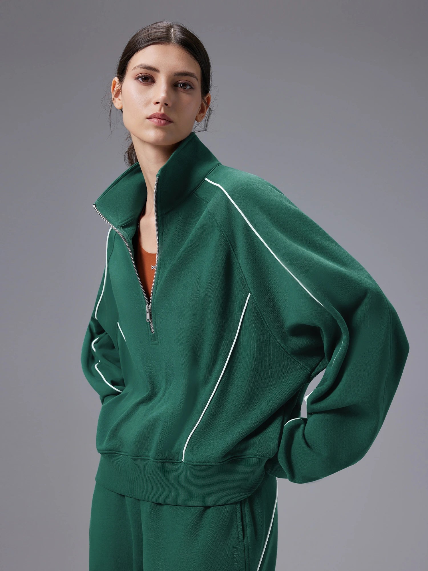 Image of Set: Relaxed Fit Half-Zip Sweatshirt & Elastic-Cuff Pants