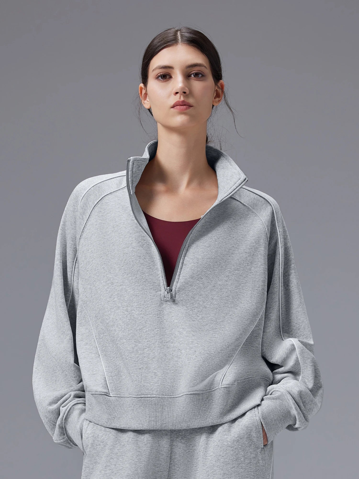 Image of Set: Relaxed Fit Half-Zip Sweatshirt & Elastic-Cuff Pants
