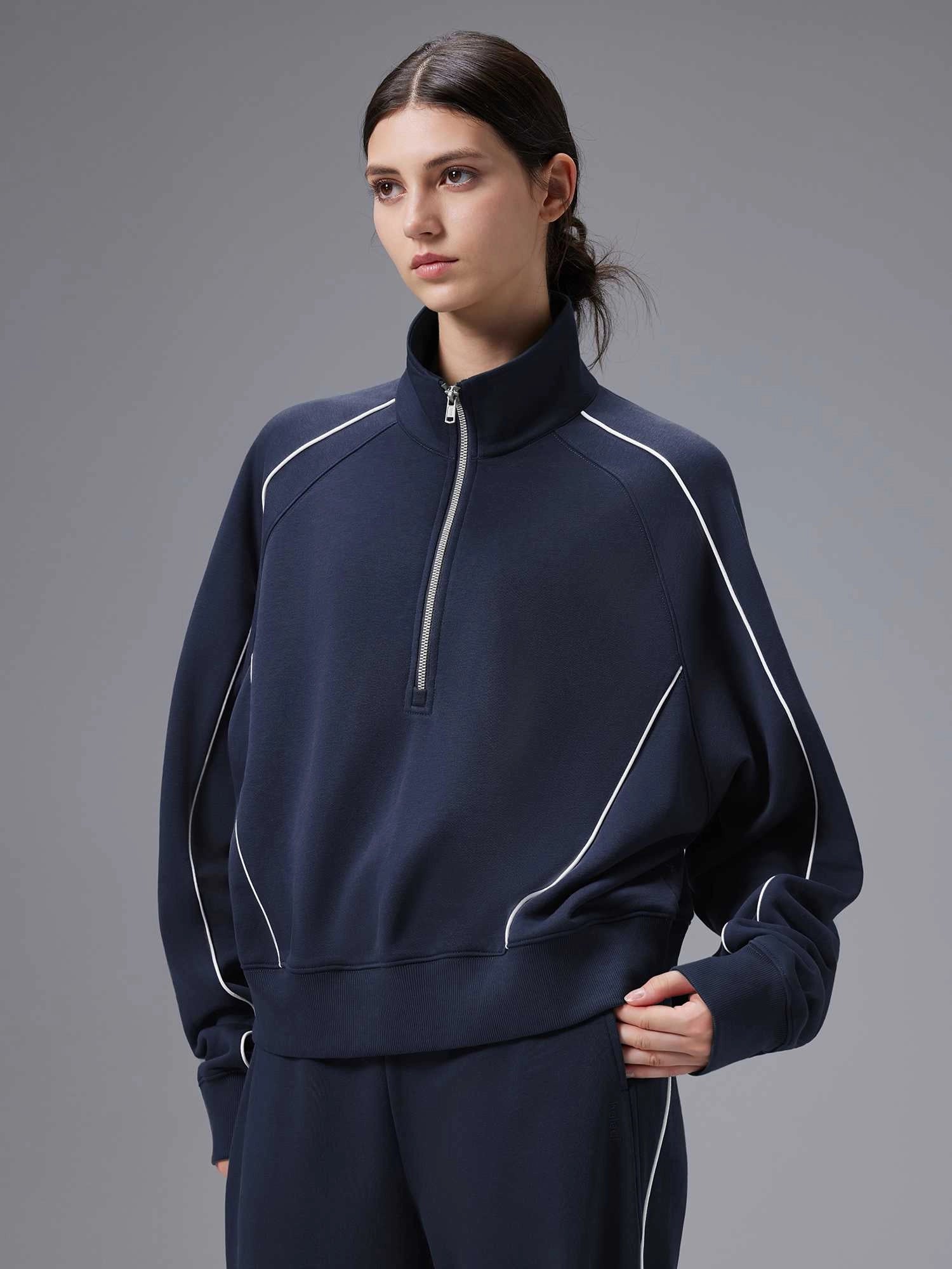 Image of Set: Relaxed Fit Half-Zip Sweatshirt & Elastic-Cuff Pants