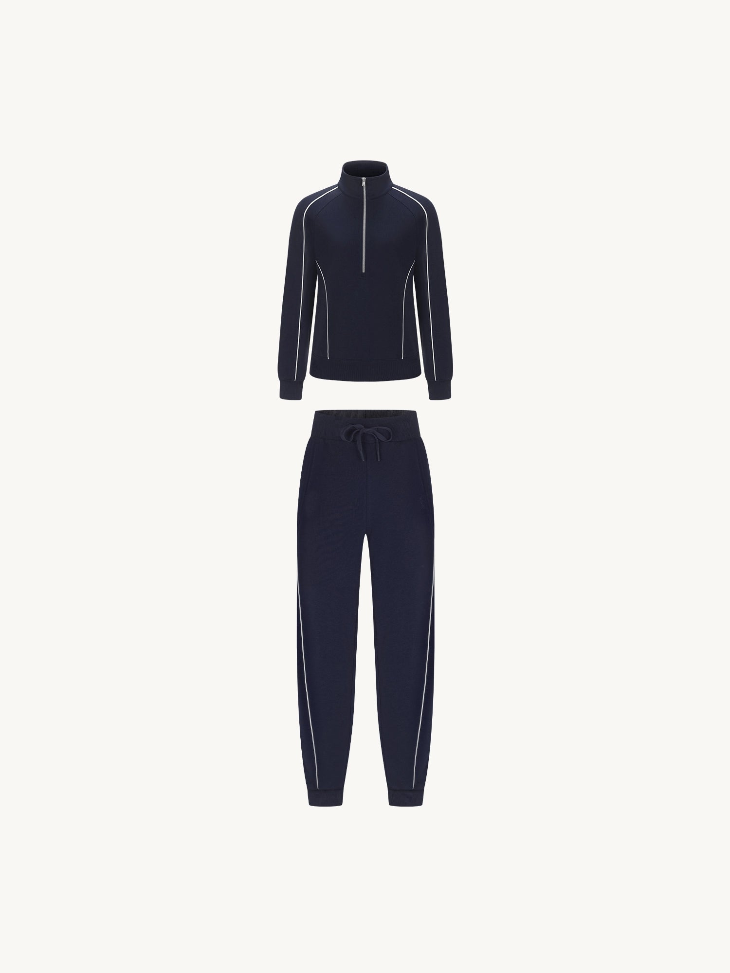 Image of Set: Relaxed Fit Half-Zip Sweatshirt & Elastic-Cuff Pants
