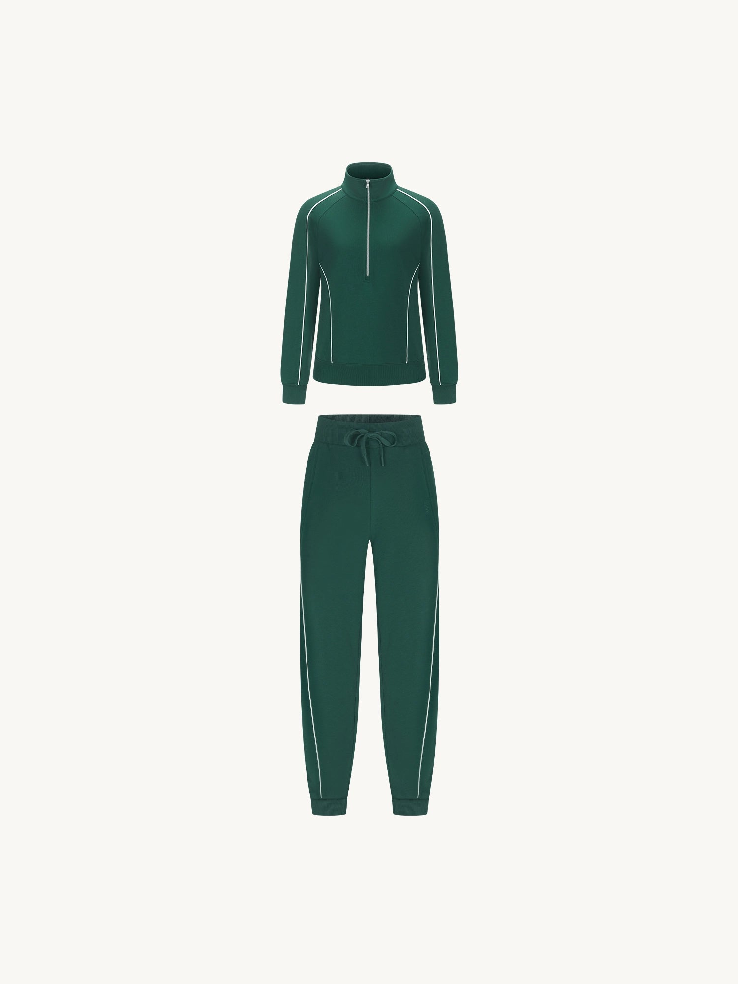 Image of Set: Relaxed Fit Half-Zip Sweatshirt & Elastic-Cuff Pants