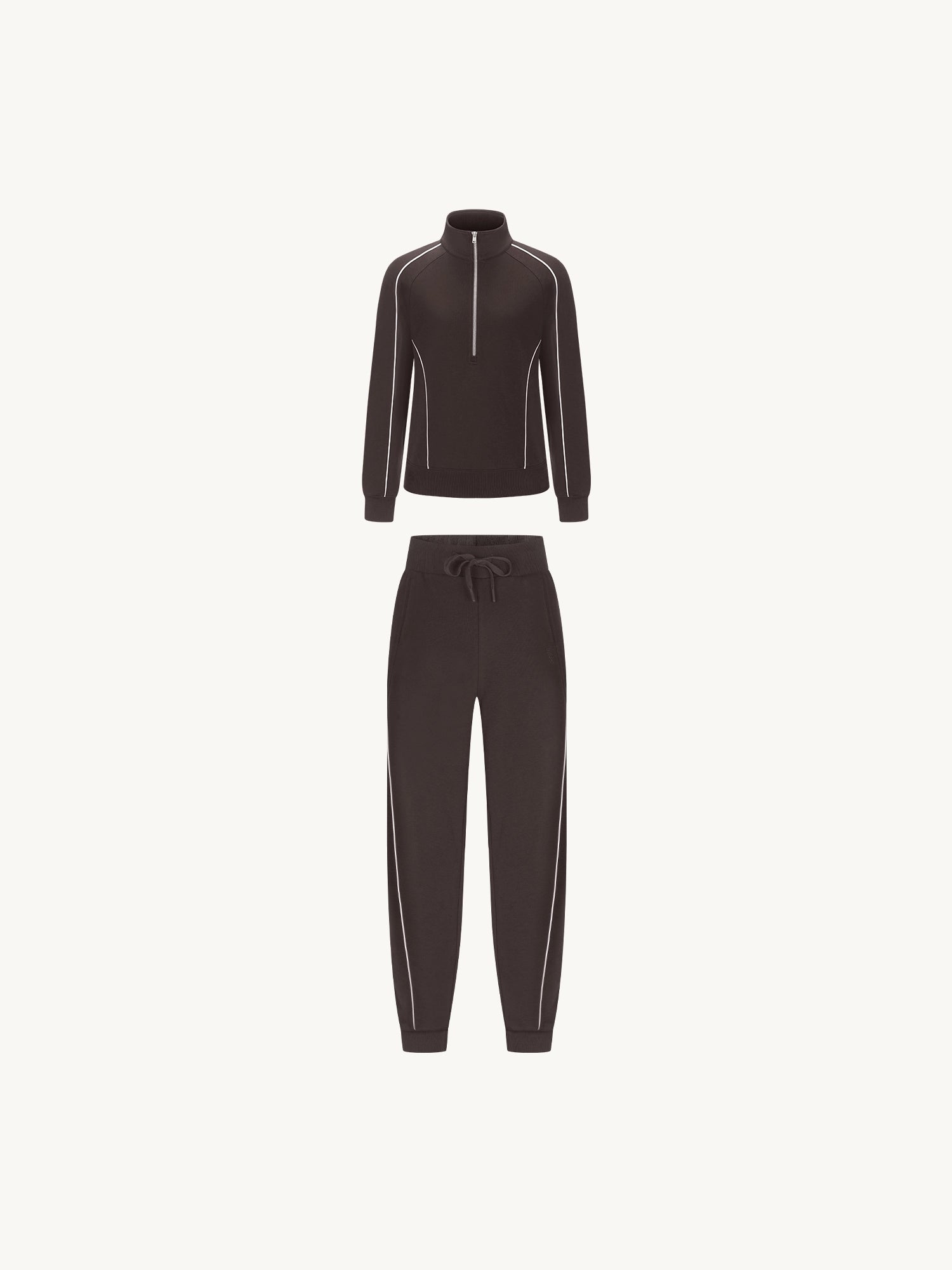 Image of Set: Relaxed Fit Half-Zip Sweatshirt & Elastic-Cuff Pants
