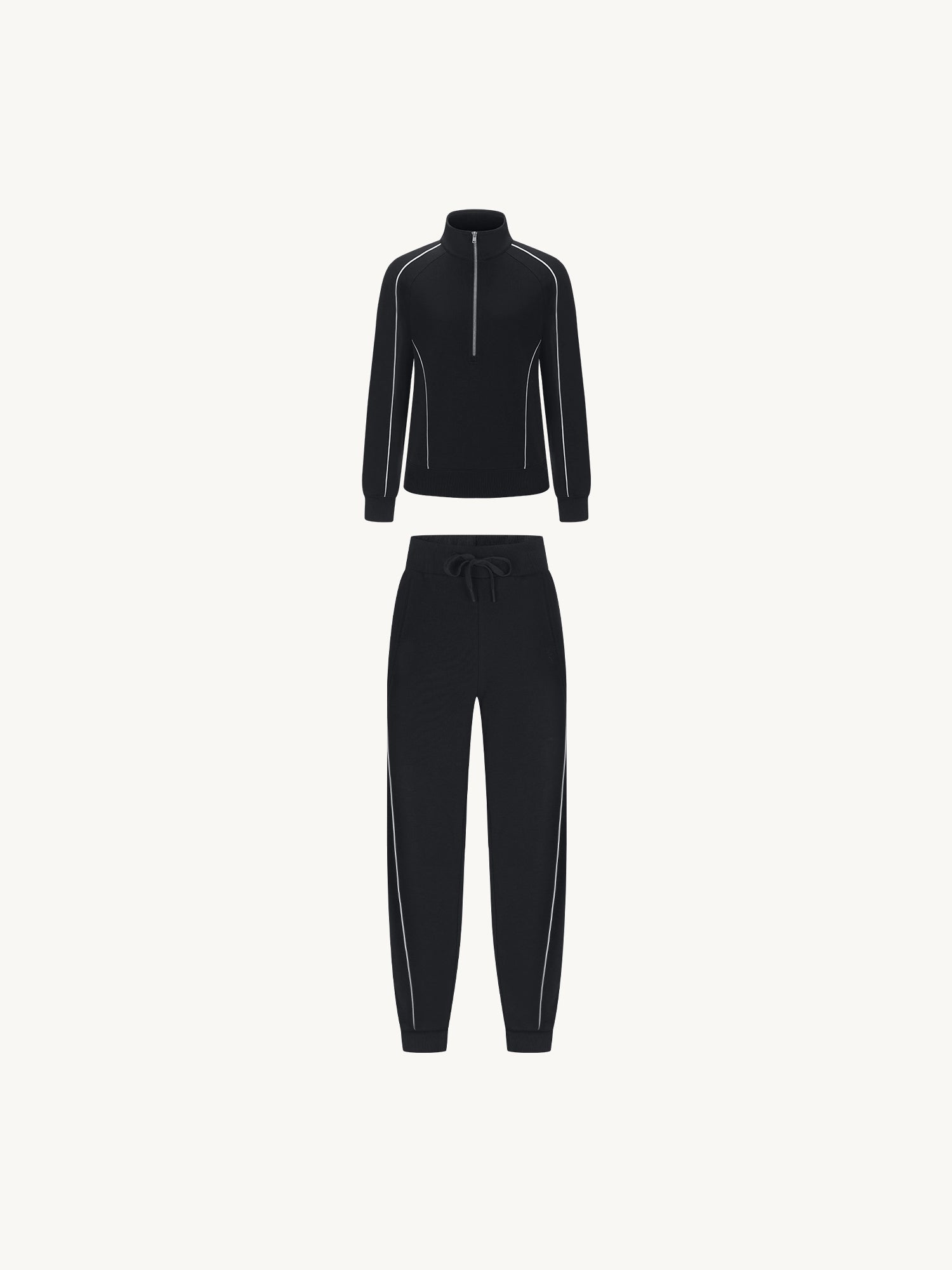 Image of Set: Relaxed Fit Half-Zip Sweatshirt & Elastic-Cuff Pants