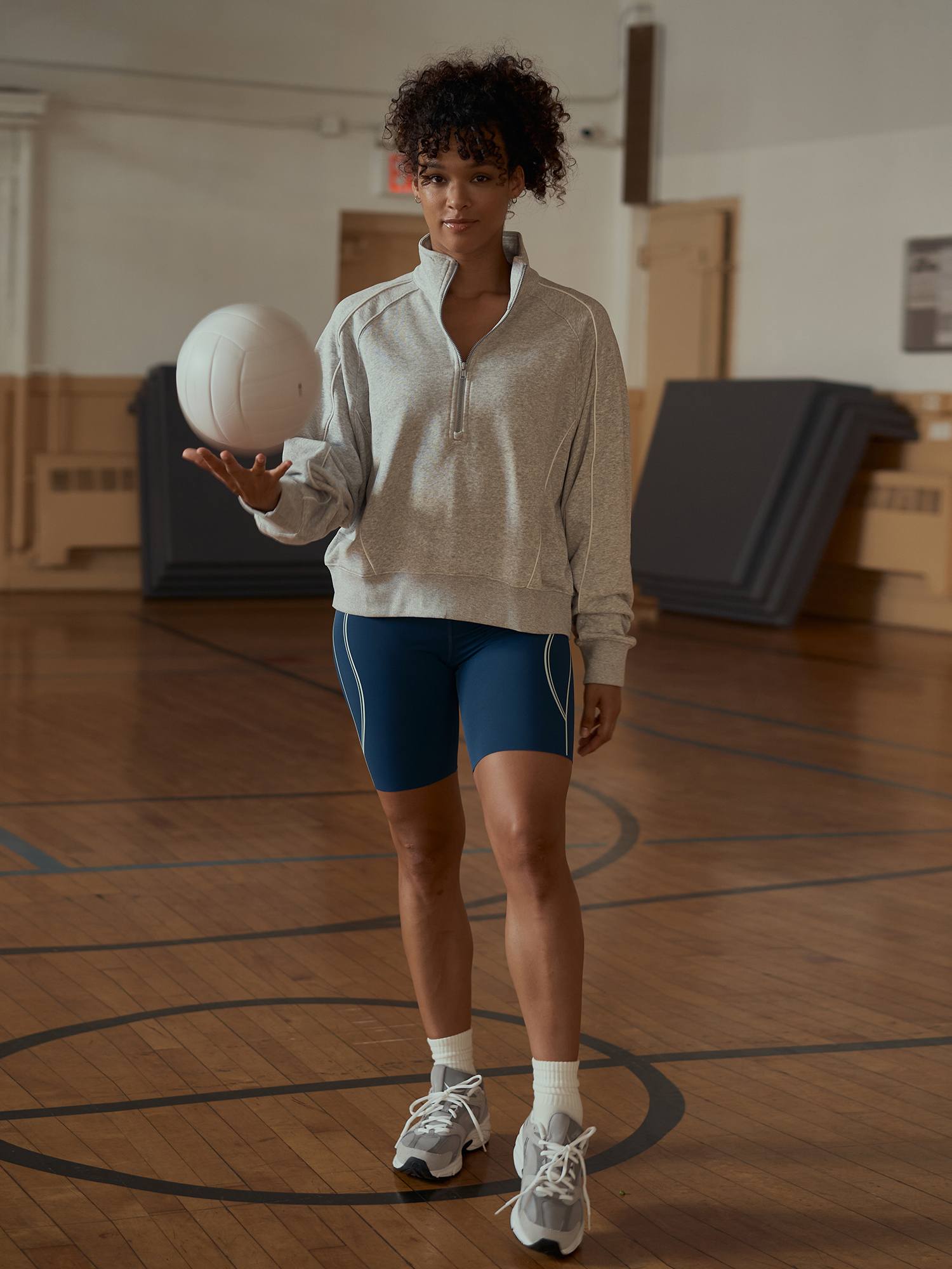 Relaxed Fit Half-Zip Mock Neck Sweatshirt