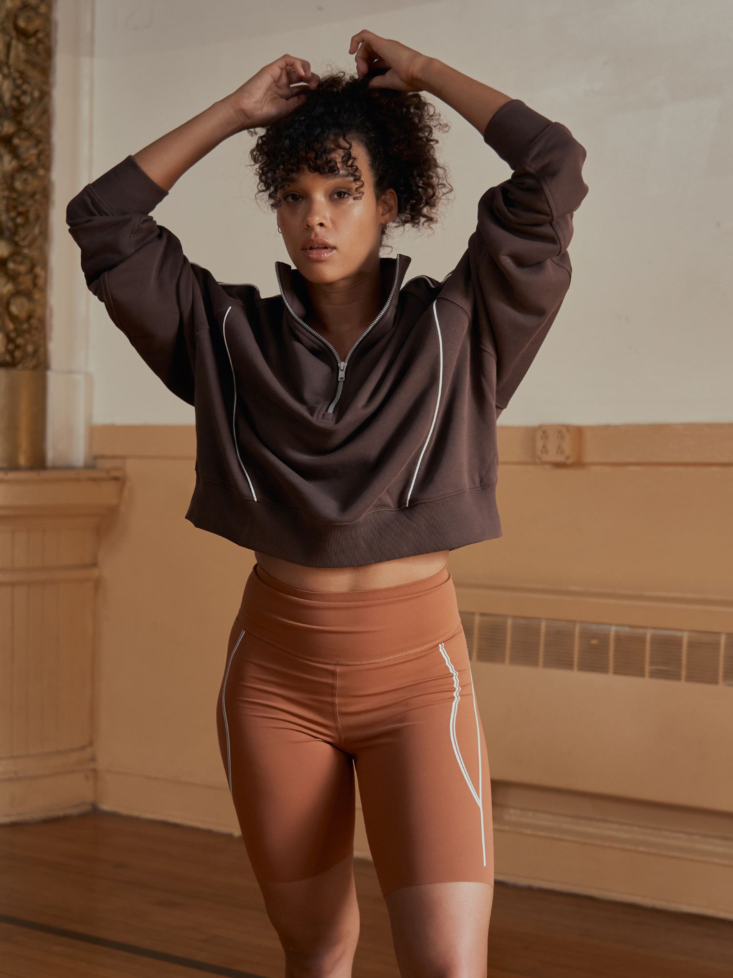 Image of Relaxed Fit Half-Zip Mock Neck Sweatshirt