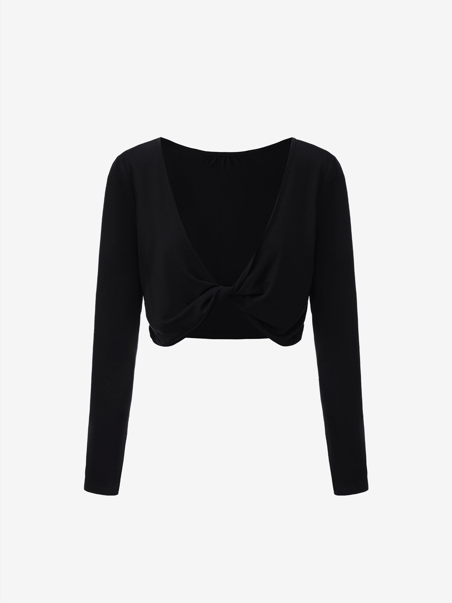 Image of Ebony Black Reversible Ballet Twist Cardigan, Front 3D Render