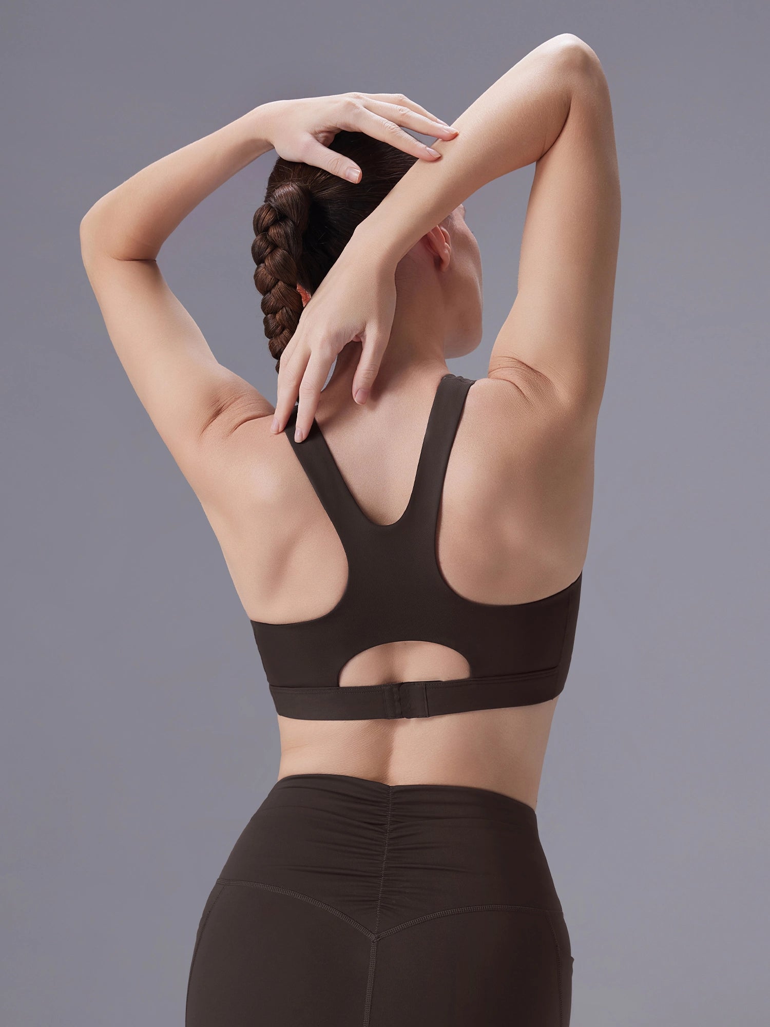 Image of Everleaf Ruched Sculpting Bra & Shorts Set Mocha Brown