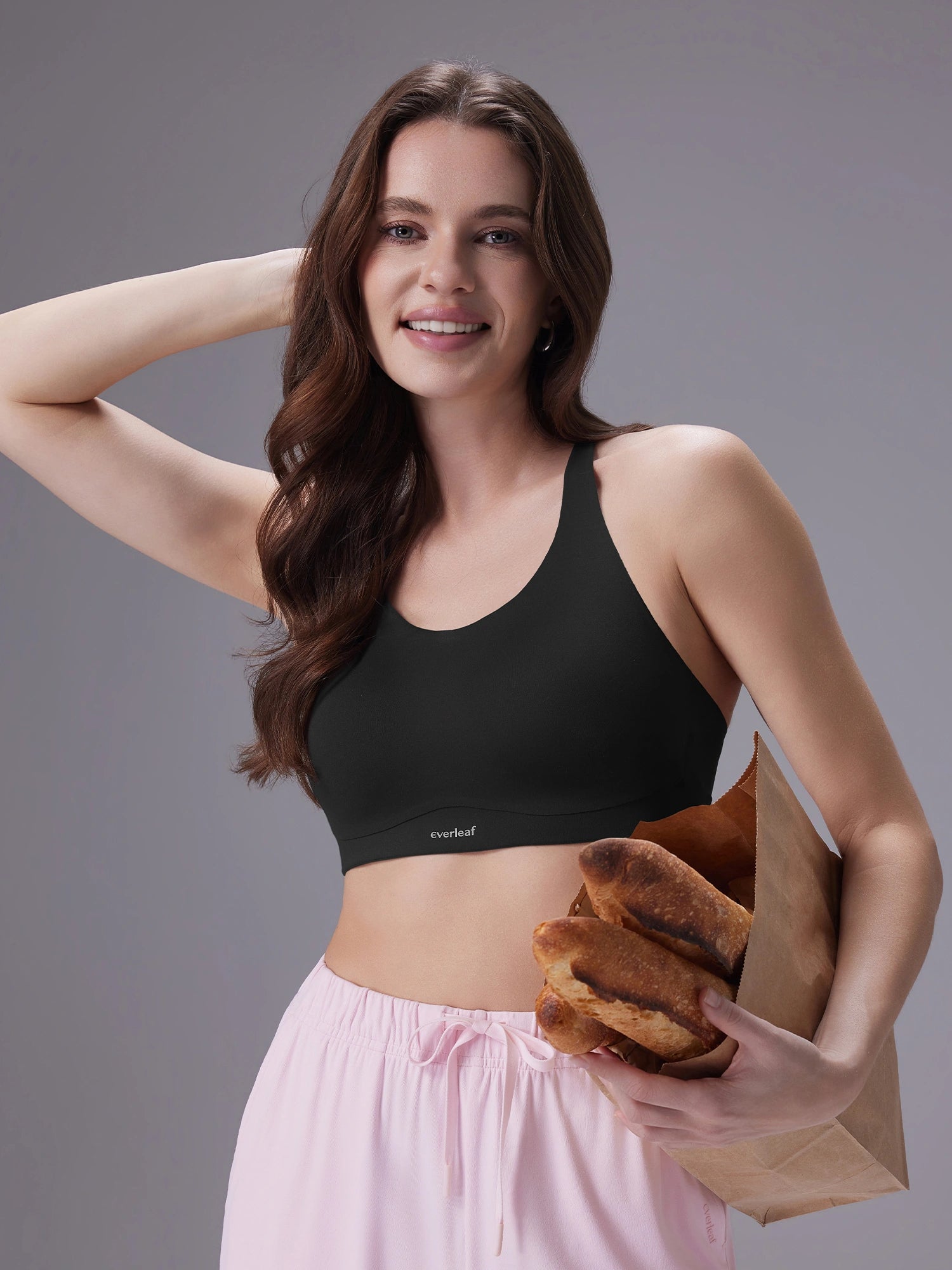 Image of Everleaf Adjustable-Strap Bra Ebony Black