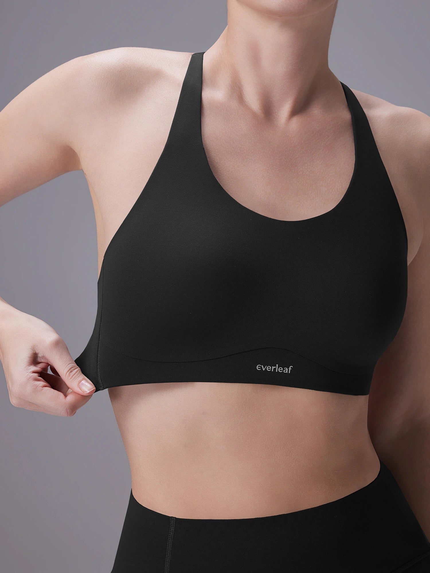 Image of Everleaf Adjustable-Strap Bra Ebony Black