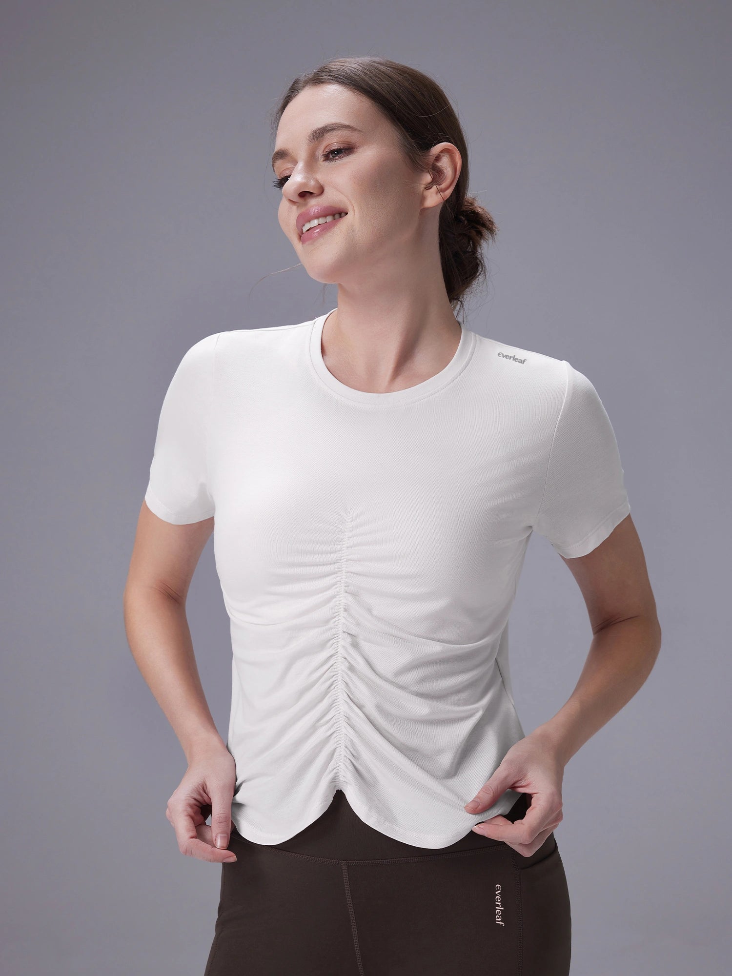 Image of Everleaf Front-Shirred Tee Moon White