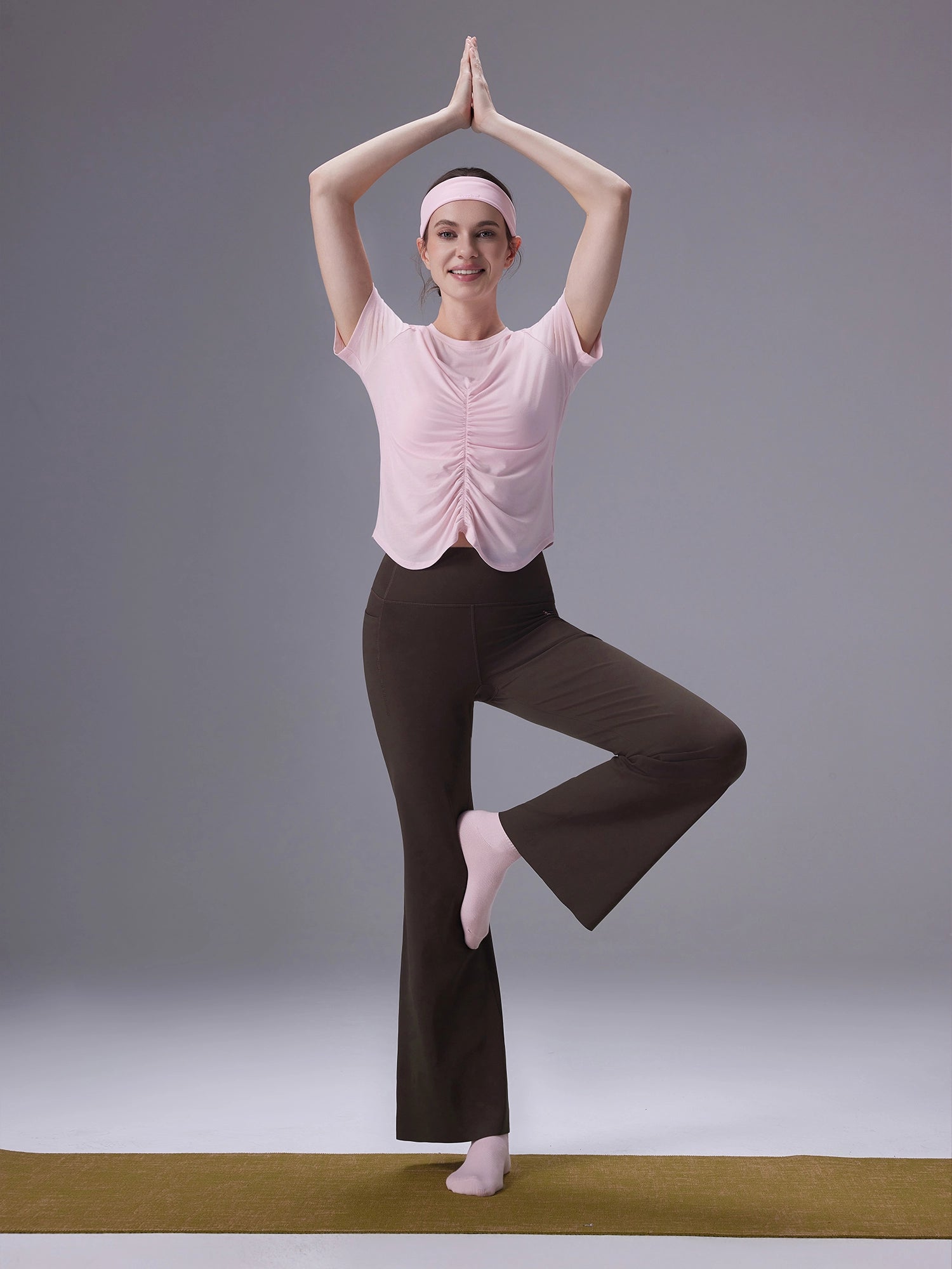 Image of Everleaf Front-Shirred Tee Blossom Pink