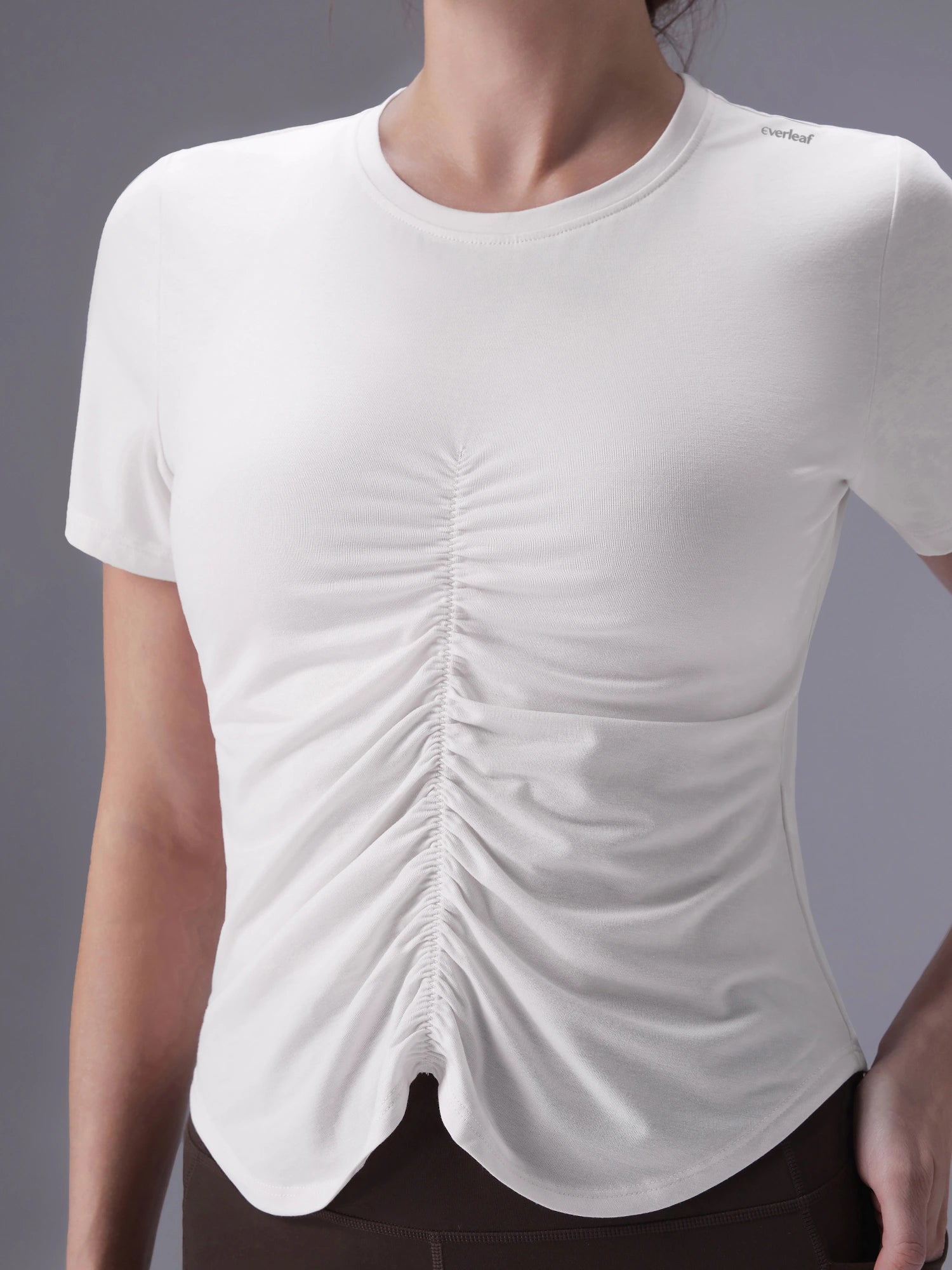 Image of Everleaf Front-Shirred Tee Moon White