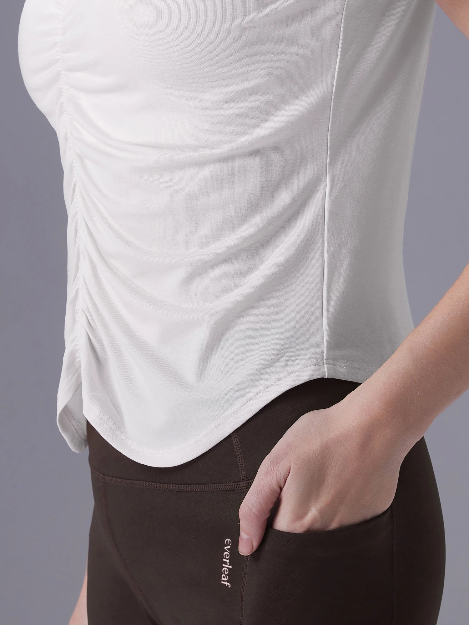 Image of Everleaf Front-Shirred Tee Moon White