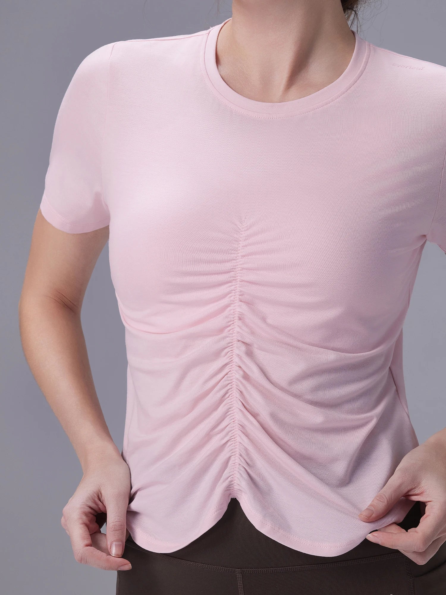 Image of Everleaf Front-Shirred Tee Blossom Pink