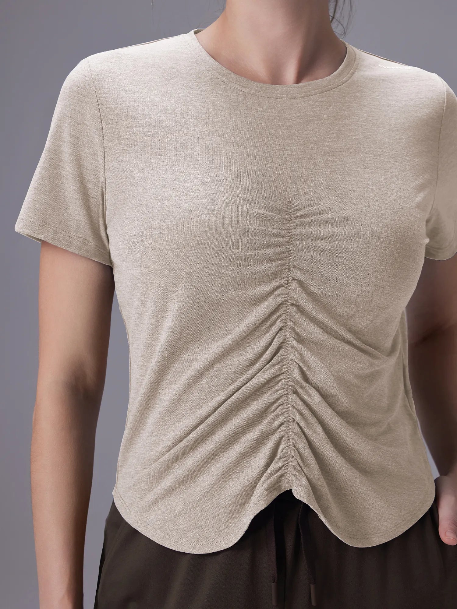 Image of Everleaf Front-Shirred Tee Sand Khaki