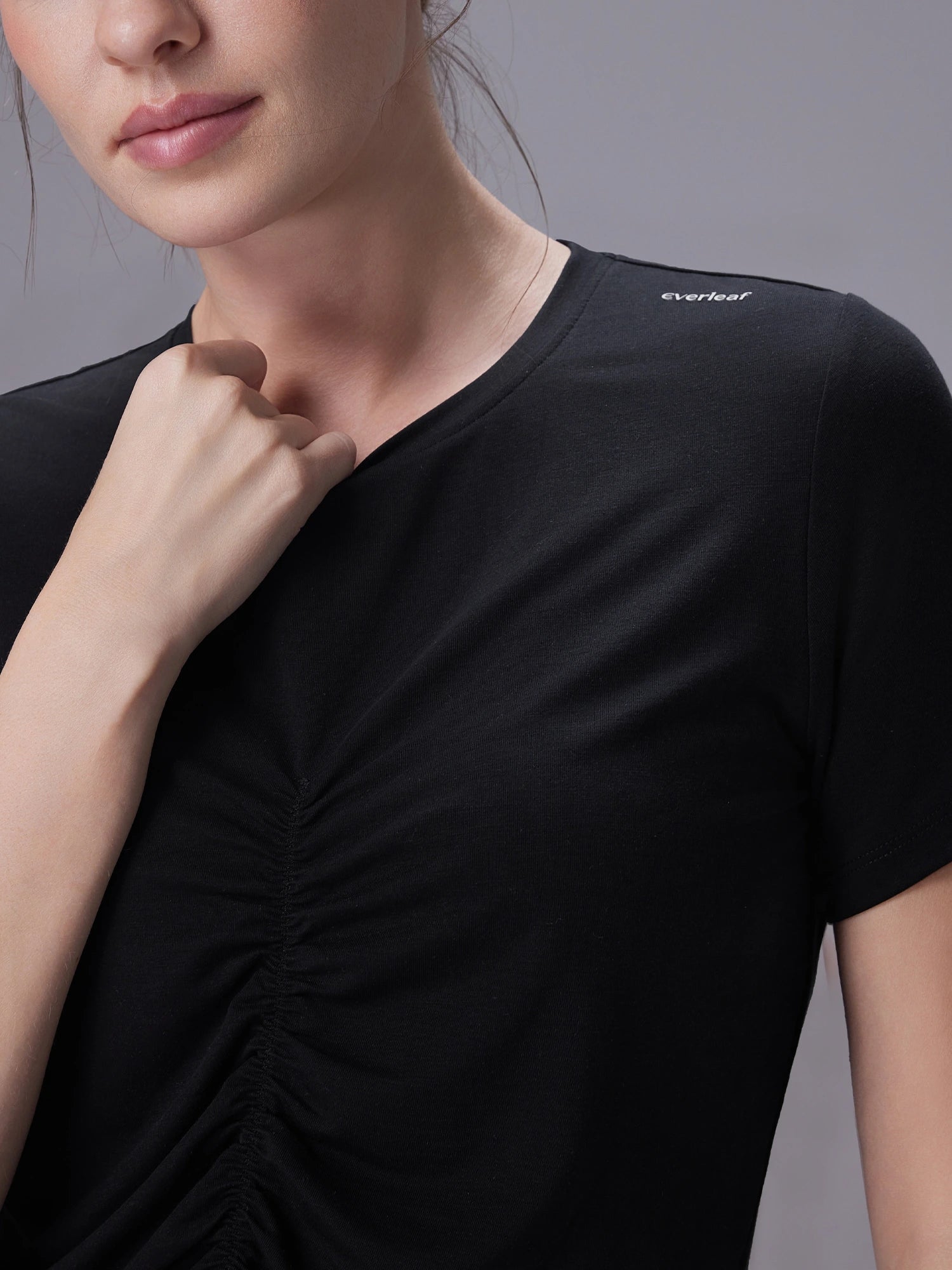 Image of Everleaf Front-Shirred Tee Ebony Black