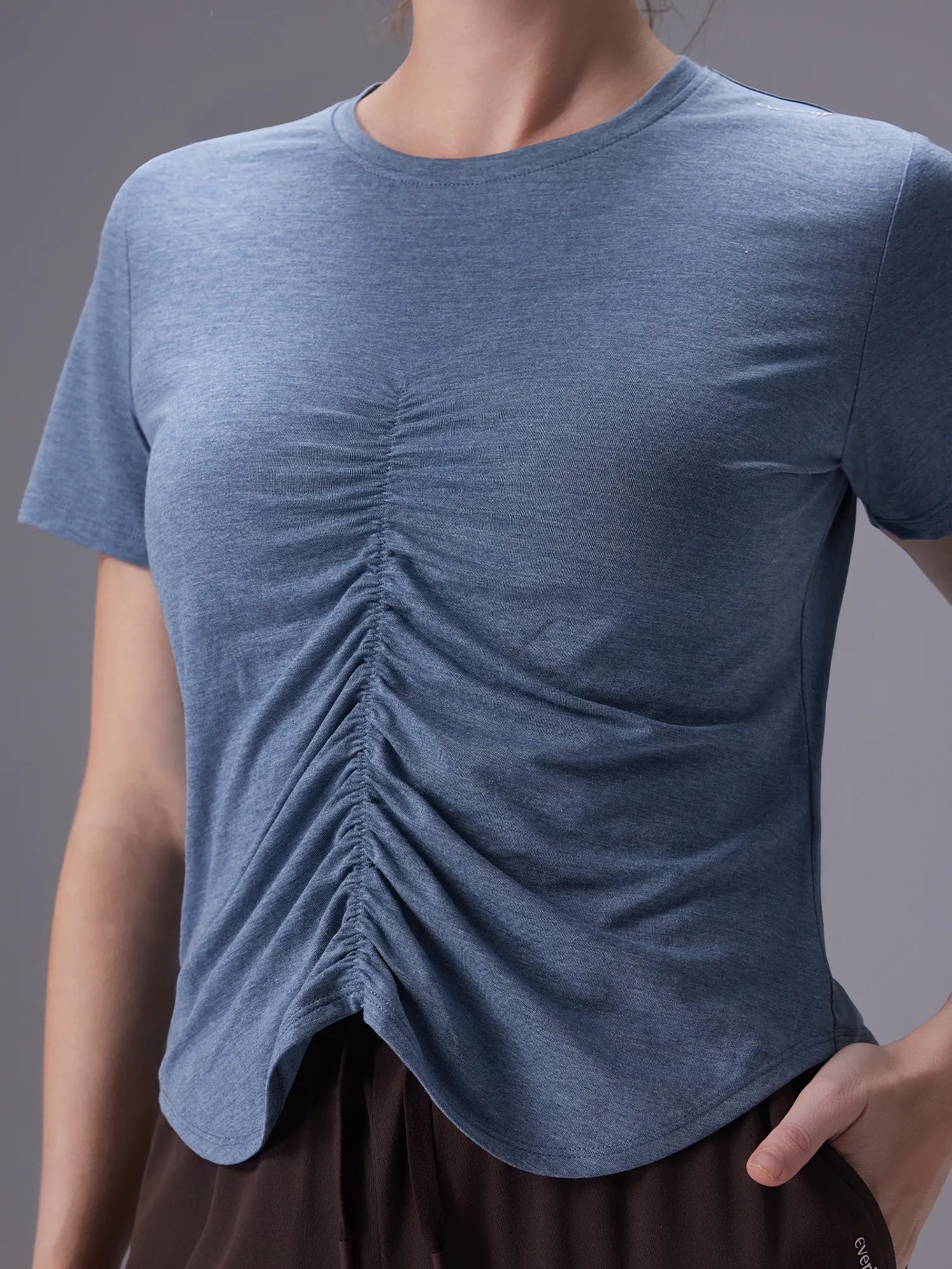 Image of Everleaf Front-Shirred Tee Poolshadow Blue