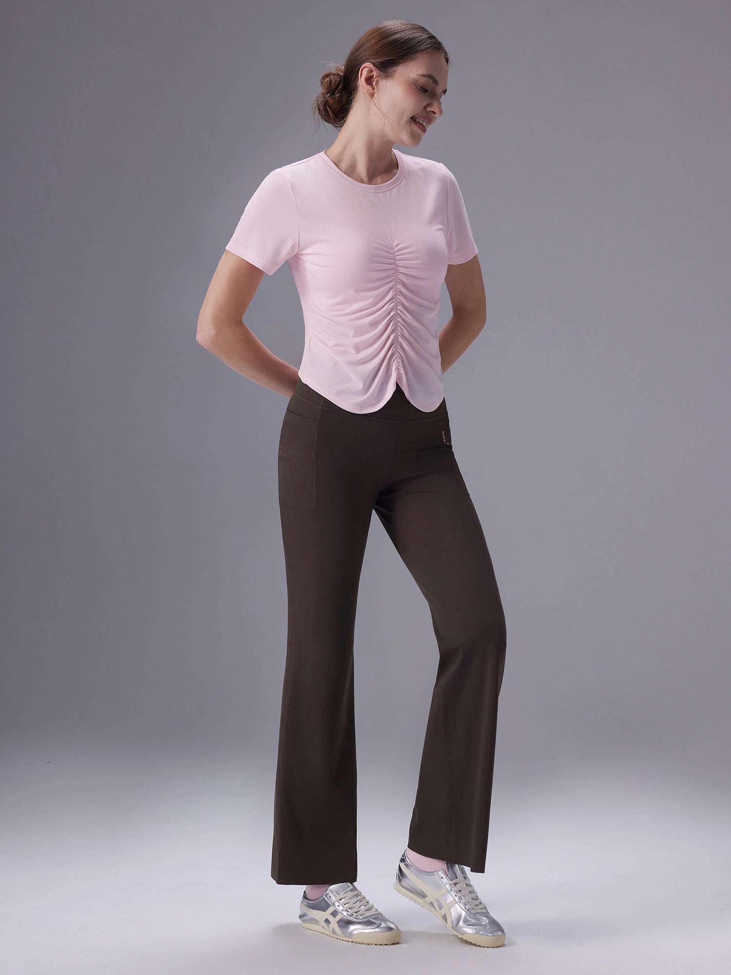 Image of Everleaf Front-Shirred Tee Blossom Pink