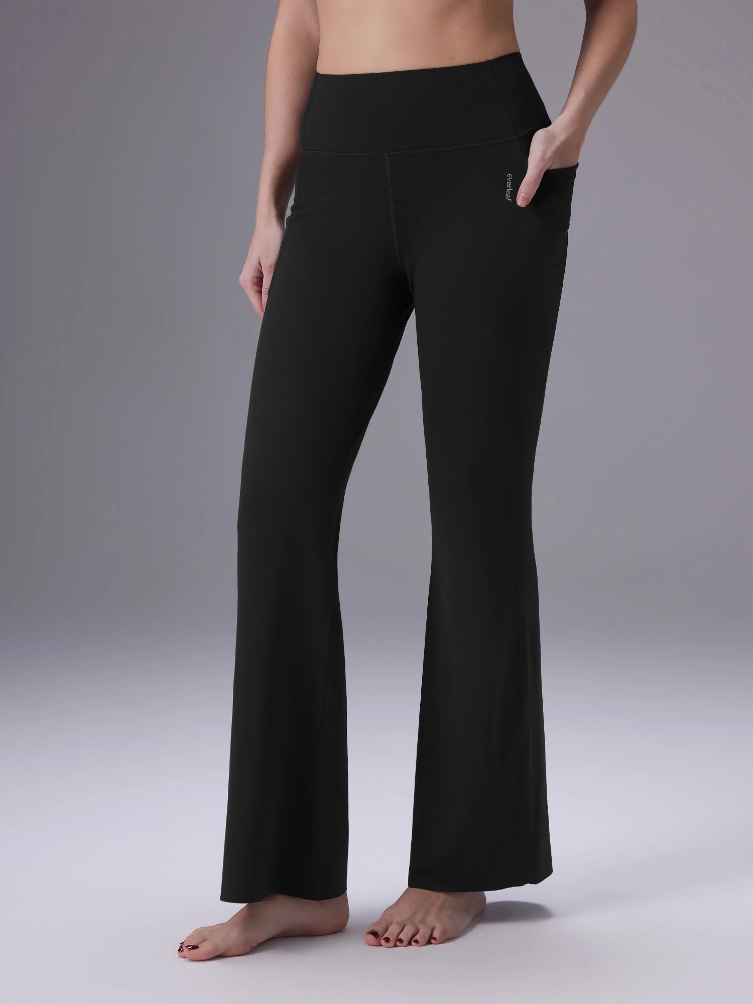 Image of Everleaf High-waist Flare Pants Ebony Black