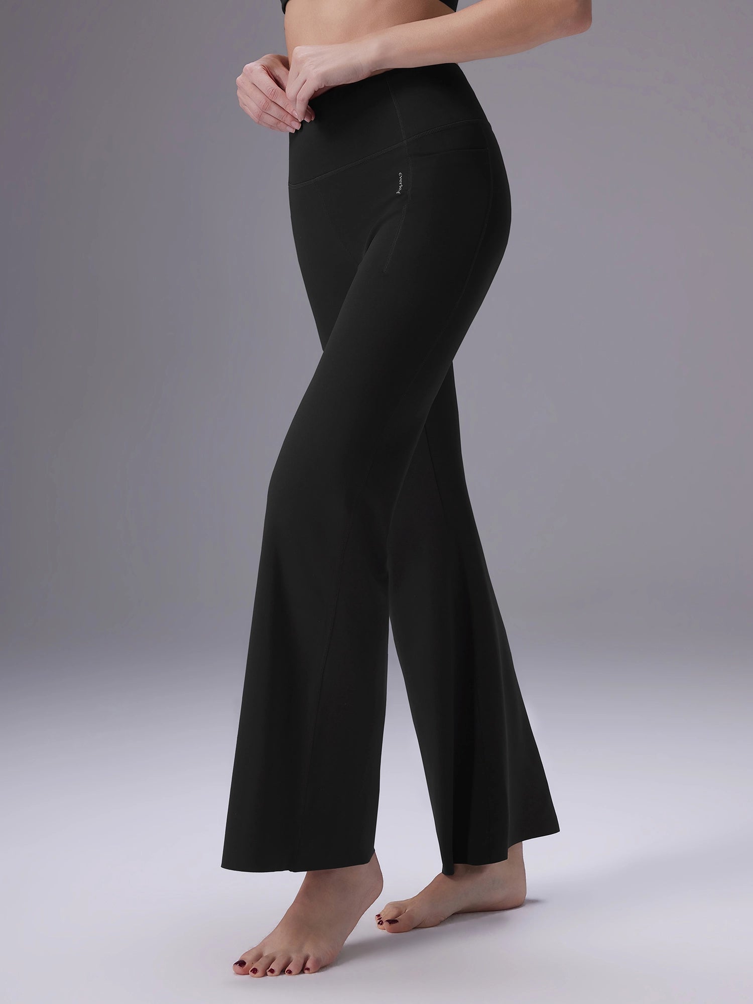 Image of Everleaf High-waist Flare Pants Ebony Black