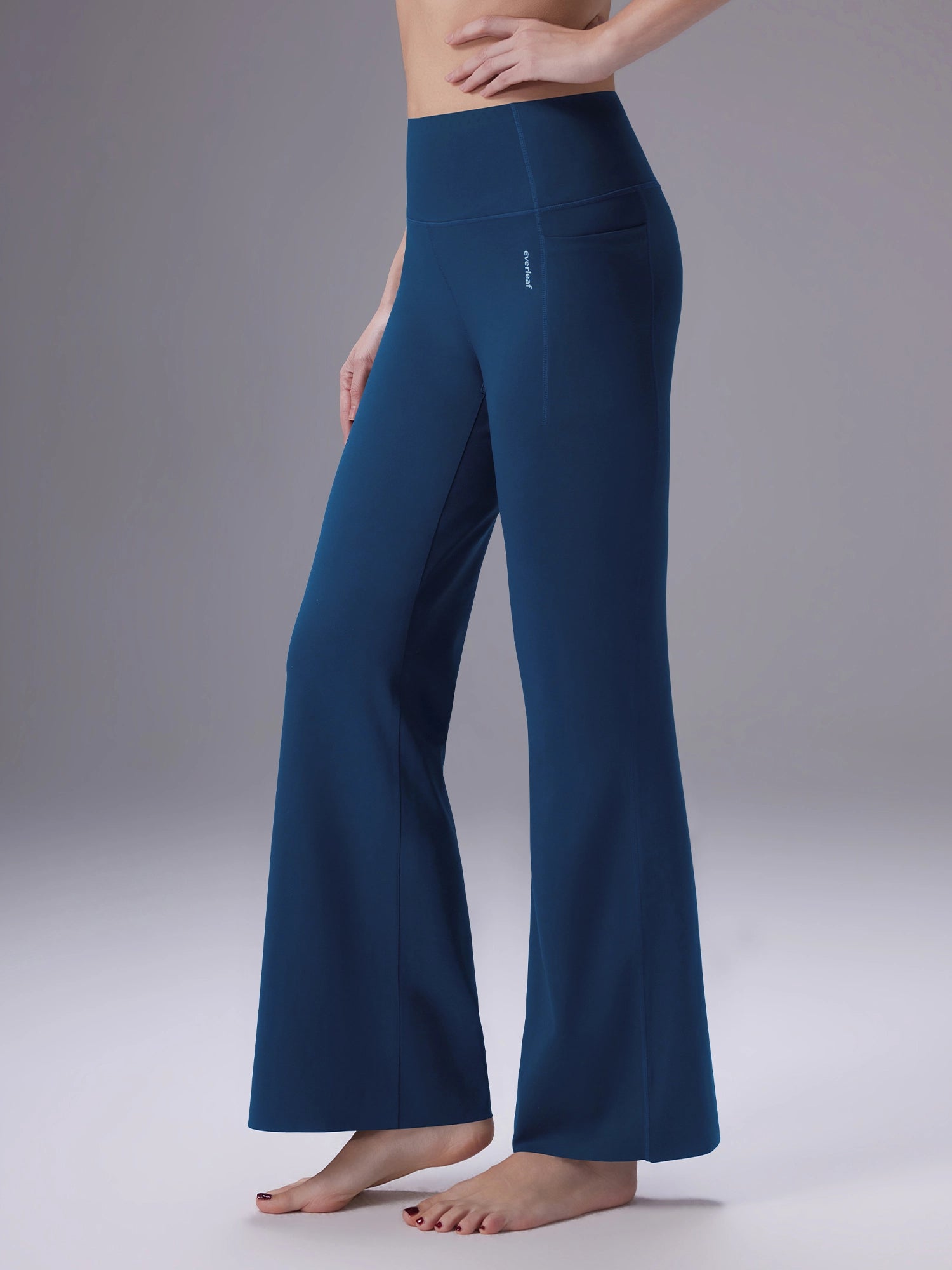 Image of Everleaf High-waist Flare Pants Strait Blue