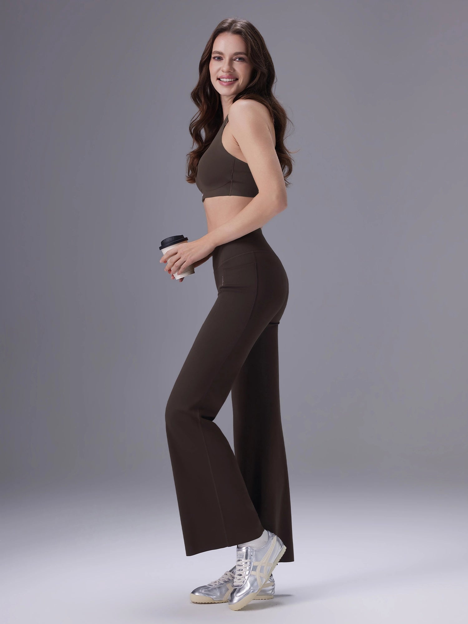 Image of Everleaf High-waist Flare Pants Mocha Brown