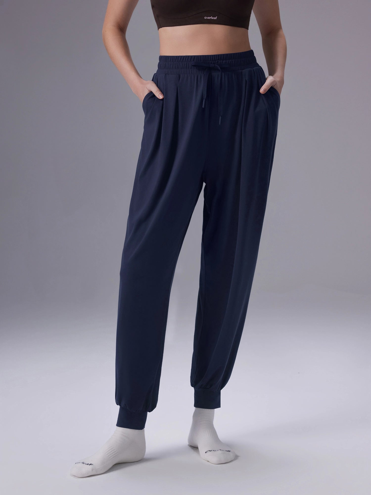 Image of Everleaf High-waist Draped Joggers Abyssal Blue