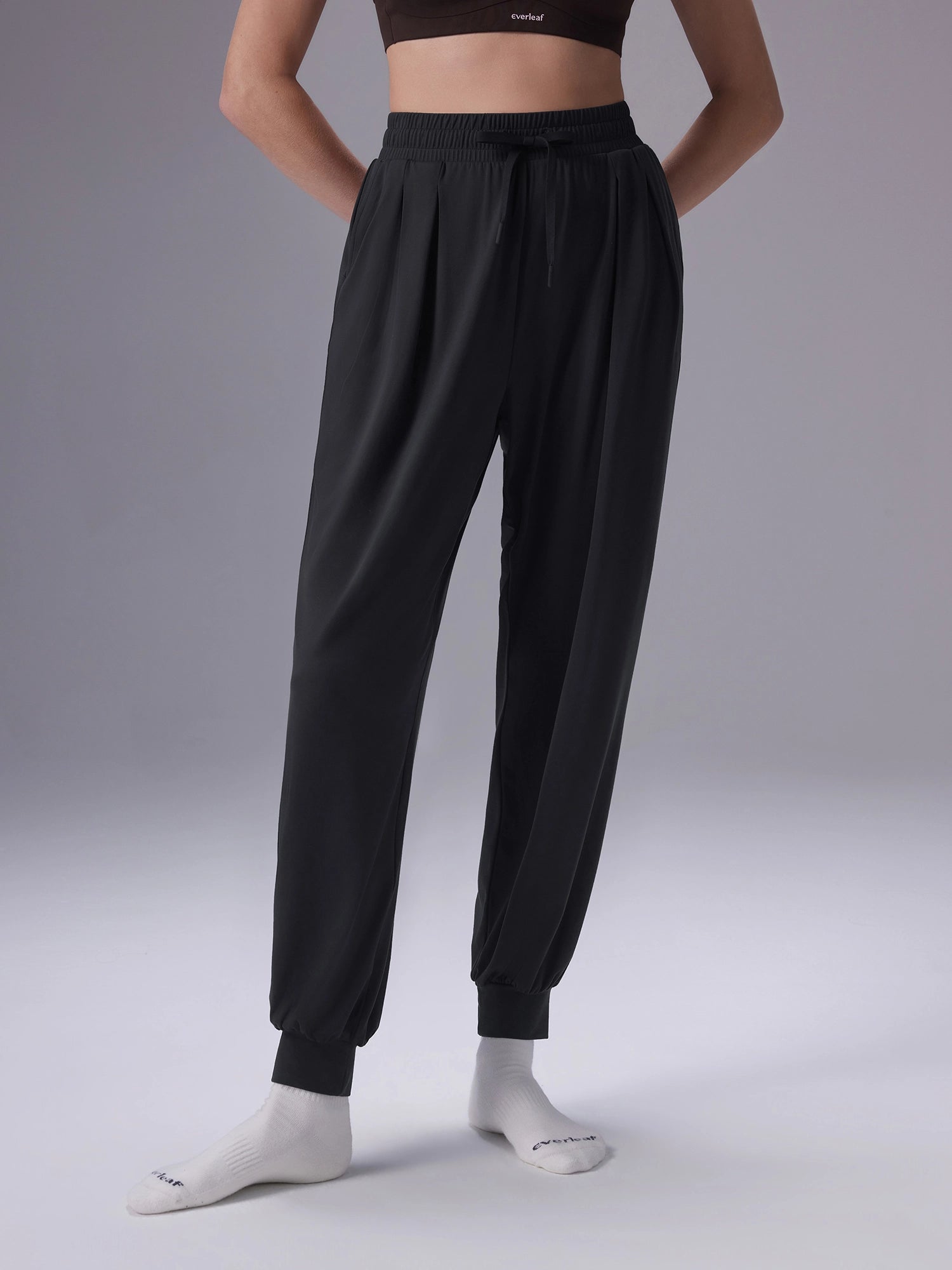 Image of Everleaf High-waist Draped Joggers Ebony Black