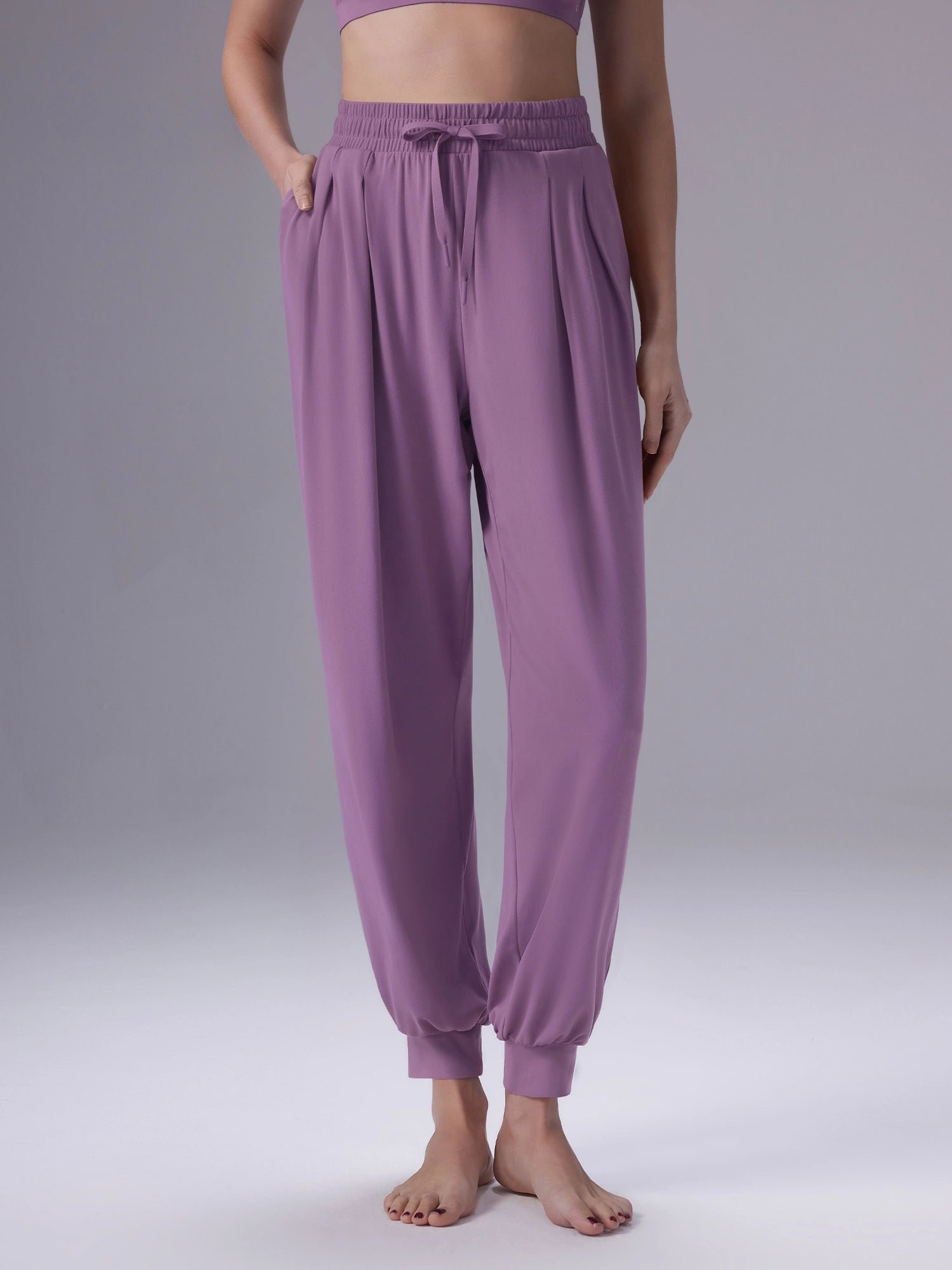Image of Everleaf High-waist Draped Joggers Twilight Purple
