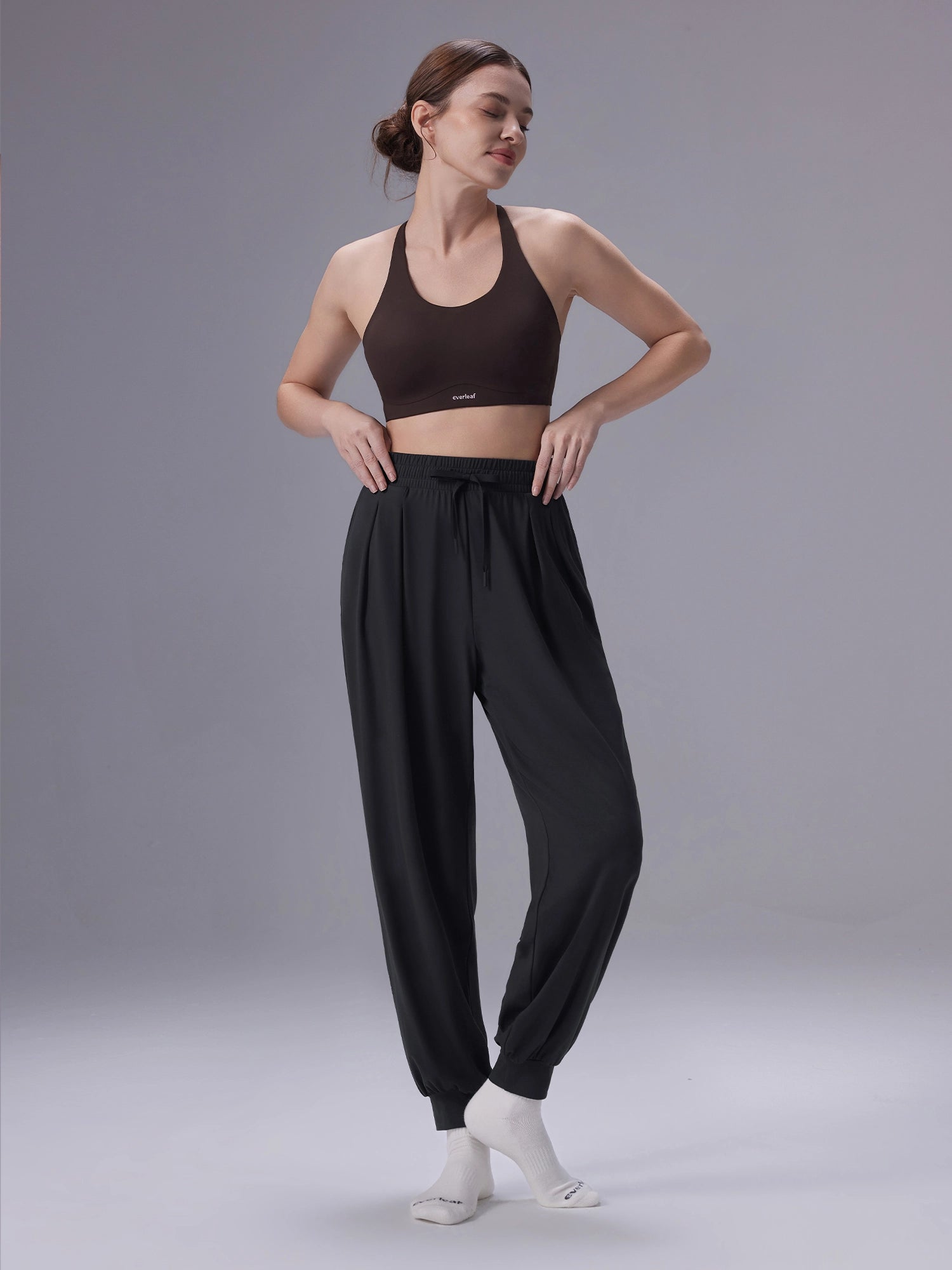 Image of Everleaf High-waist Draped Joggers Ebony Black