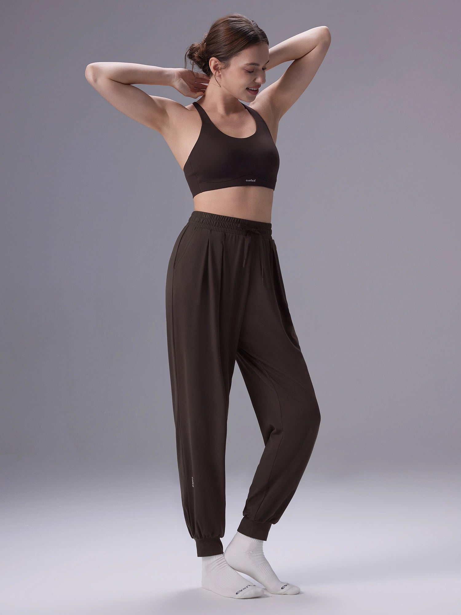 Image of Everleaf High-waist Draped Joggers Mocha Brown
