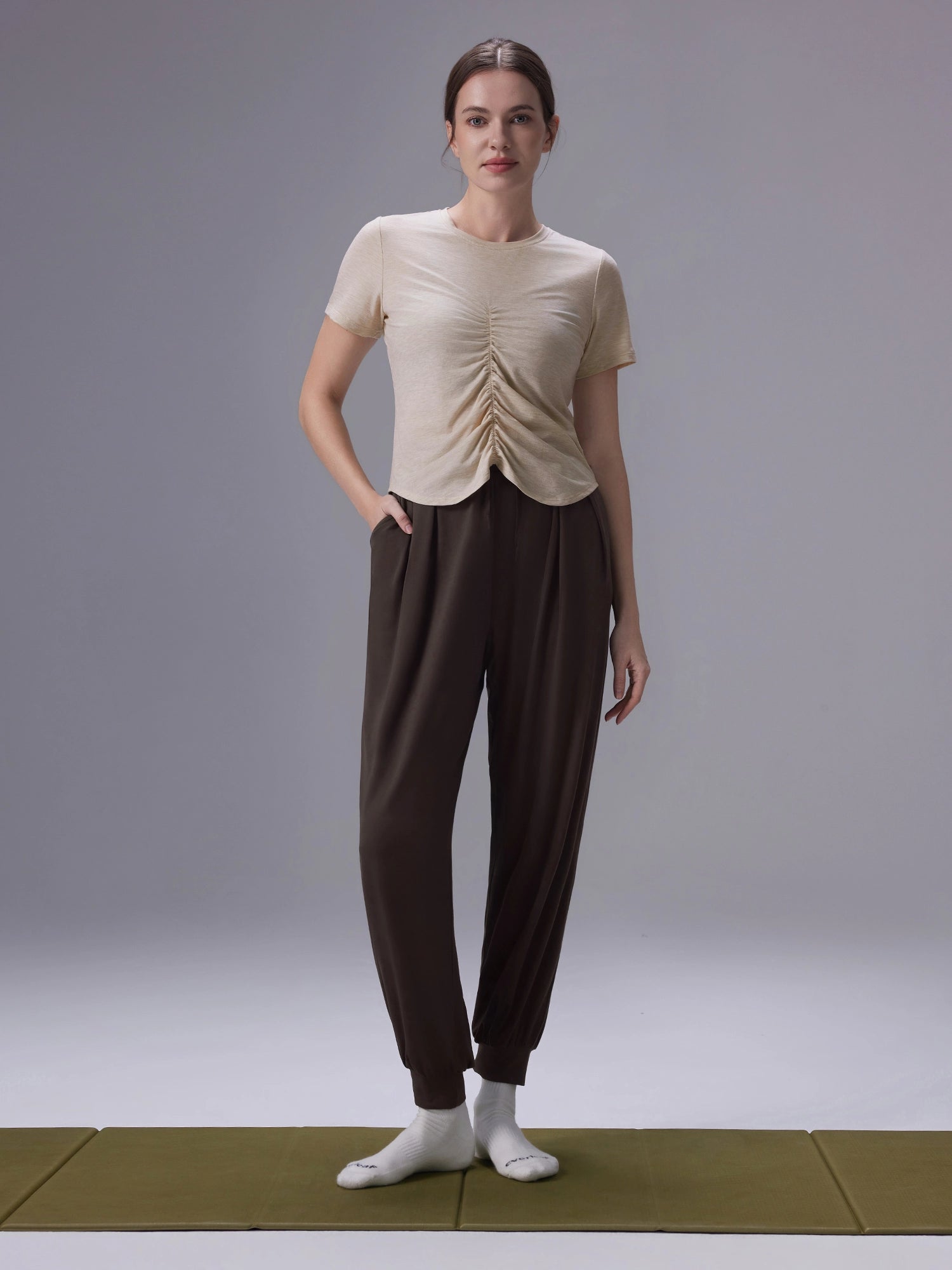 Image of Everleaf High-waist Draped Joggers Mocha Brown