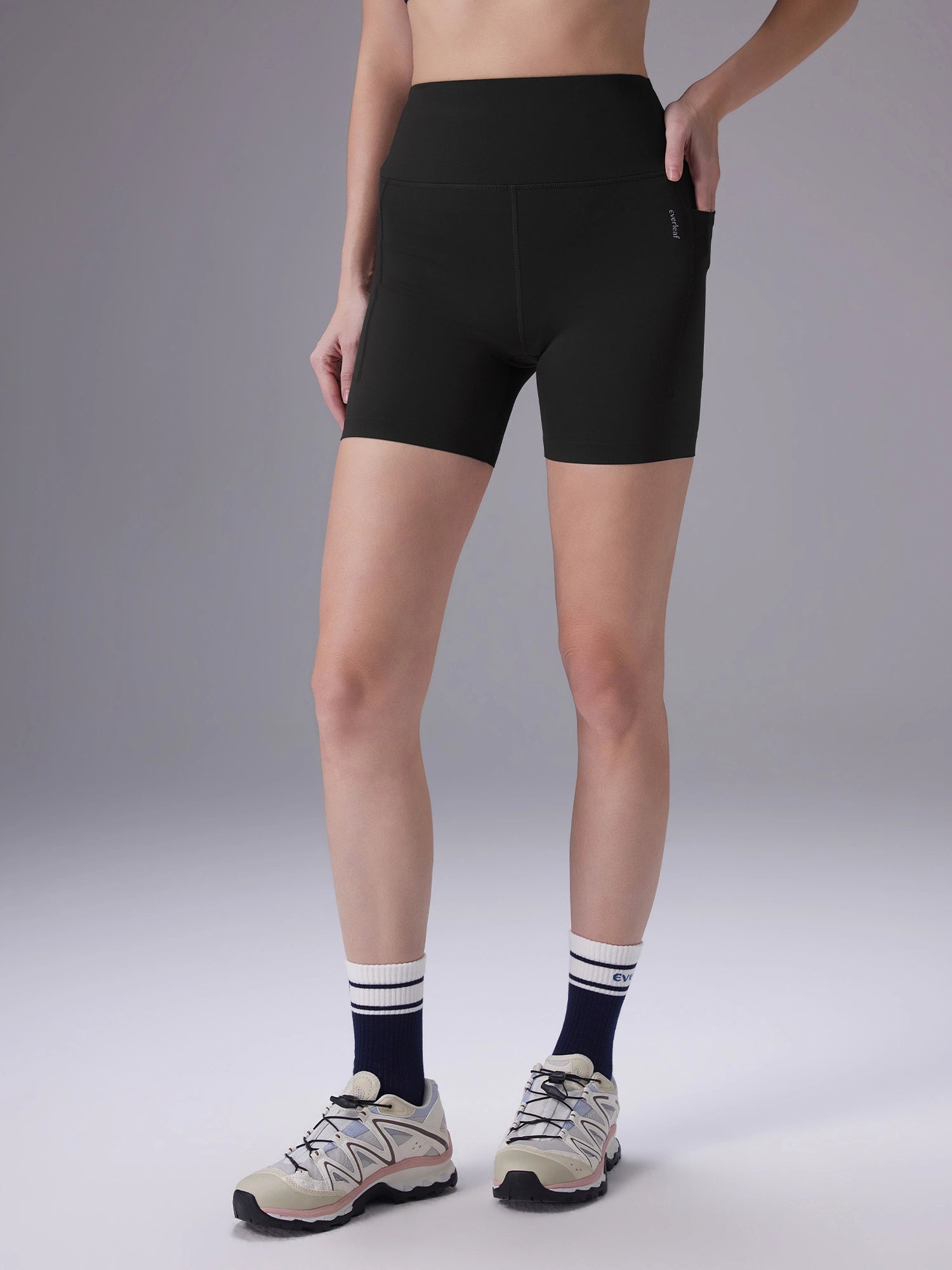 Image of Everleaf Back-Ruched Shorts Ebony Black