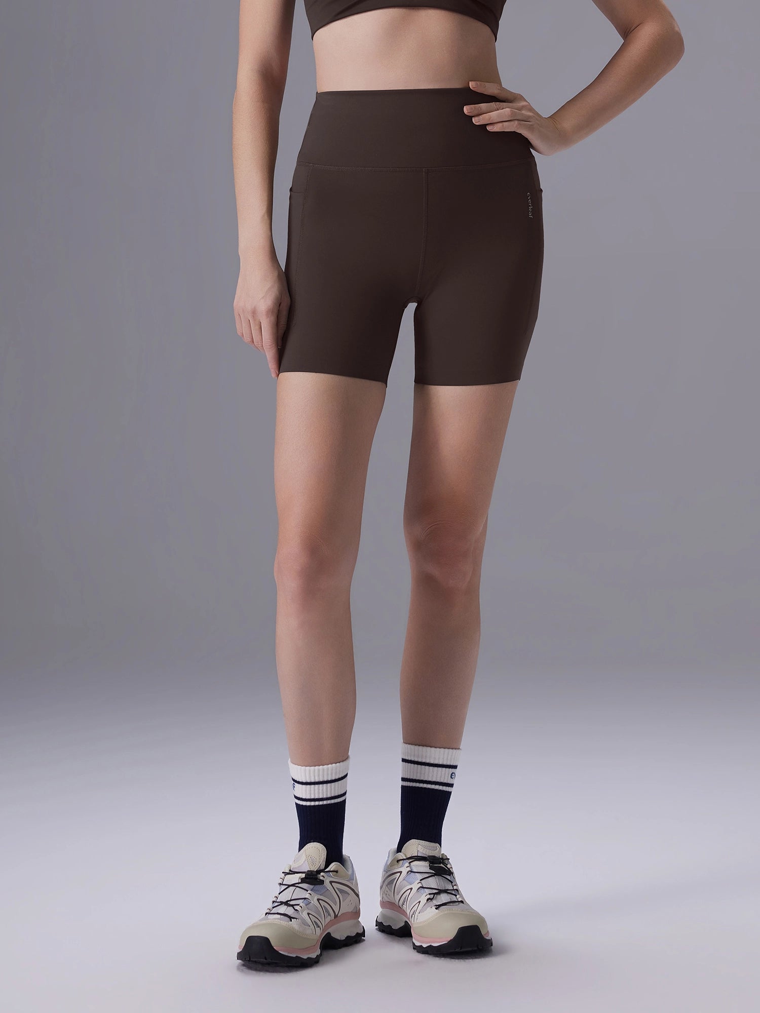 Image of Everleaf Back-Ruched Shorts Mocha Brown