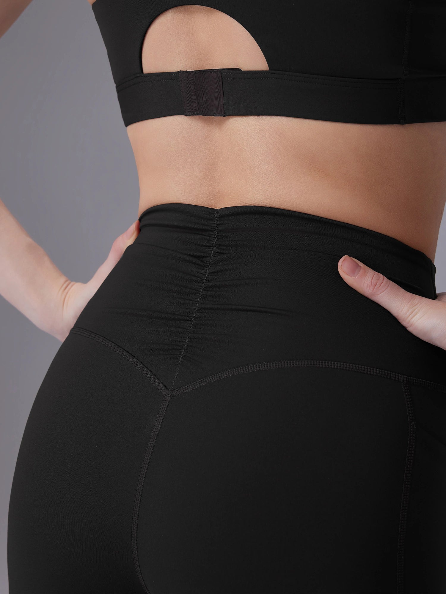 Image of Everleaf Back-Ruched Shorts Ebony Black