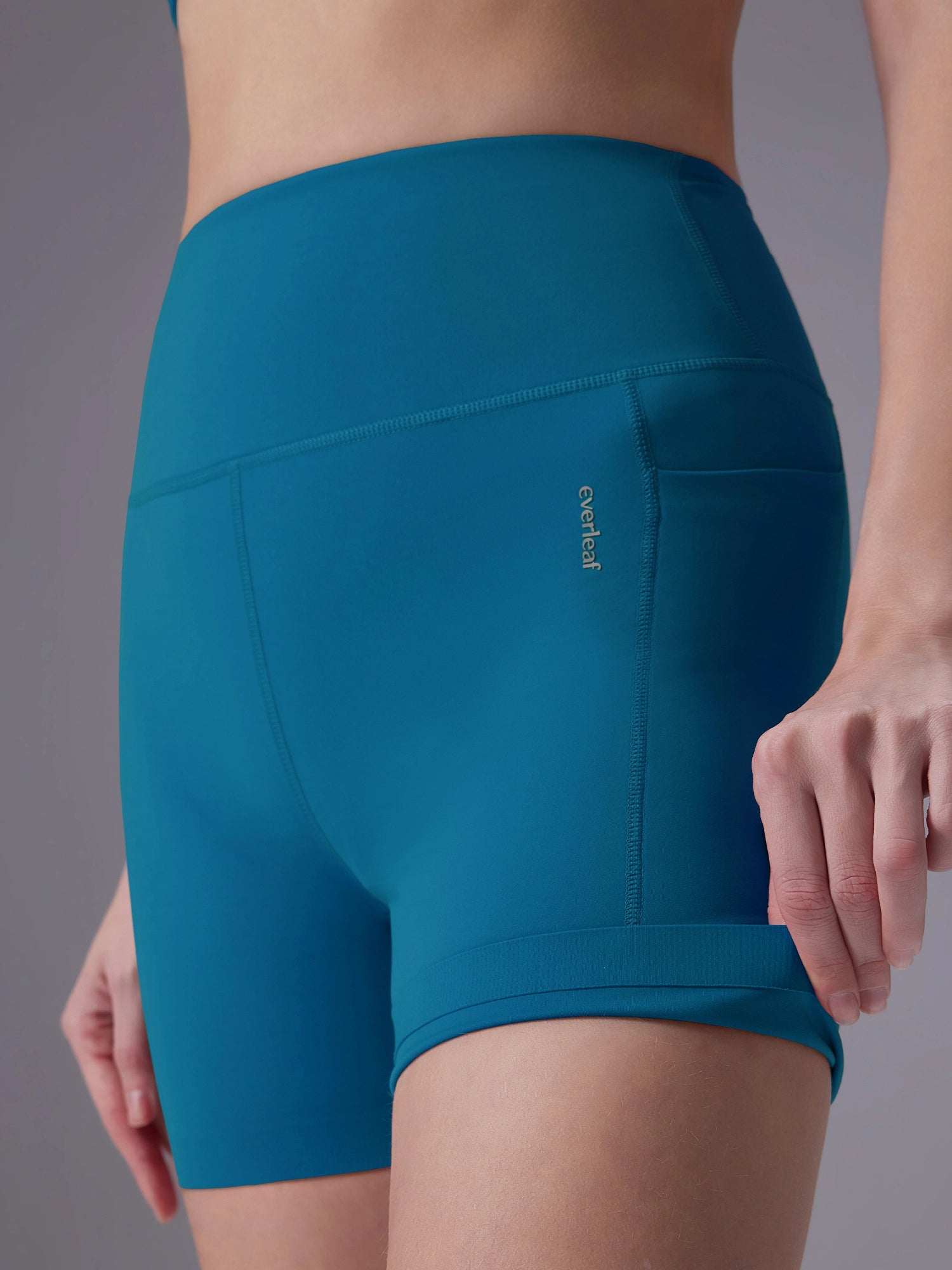 Image of Everleaf Back-Ruched Shorts Peacock Blue