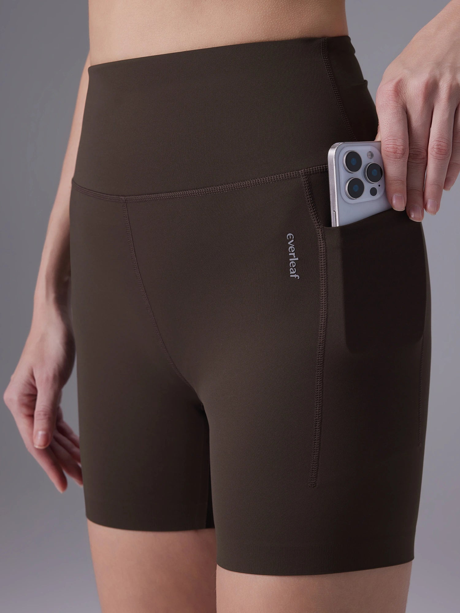 Image of Everleaf Back-Ruched Shorts Mocha Brown