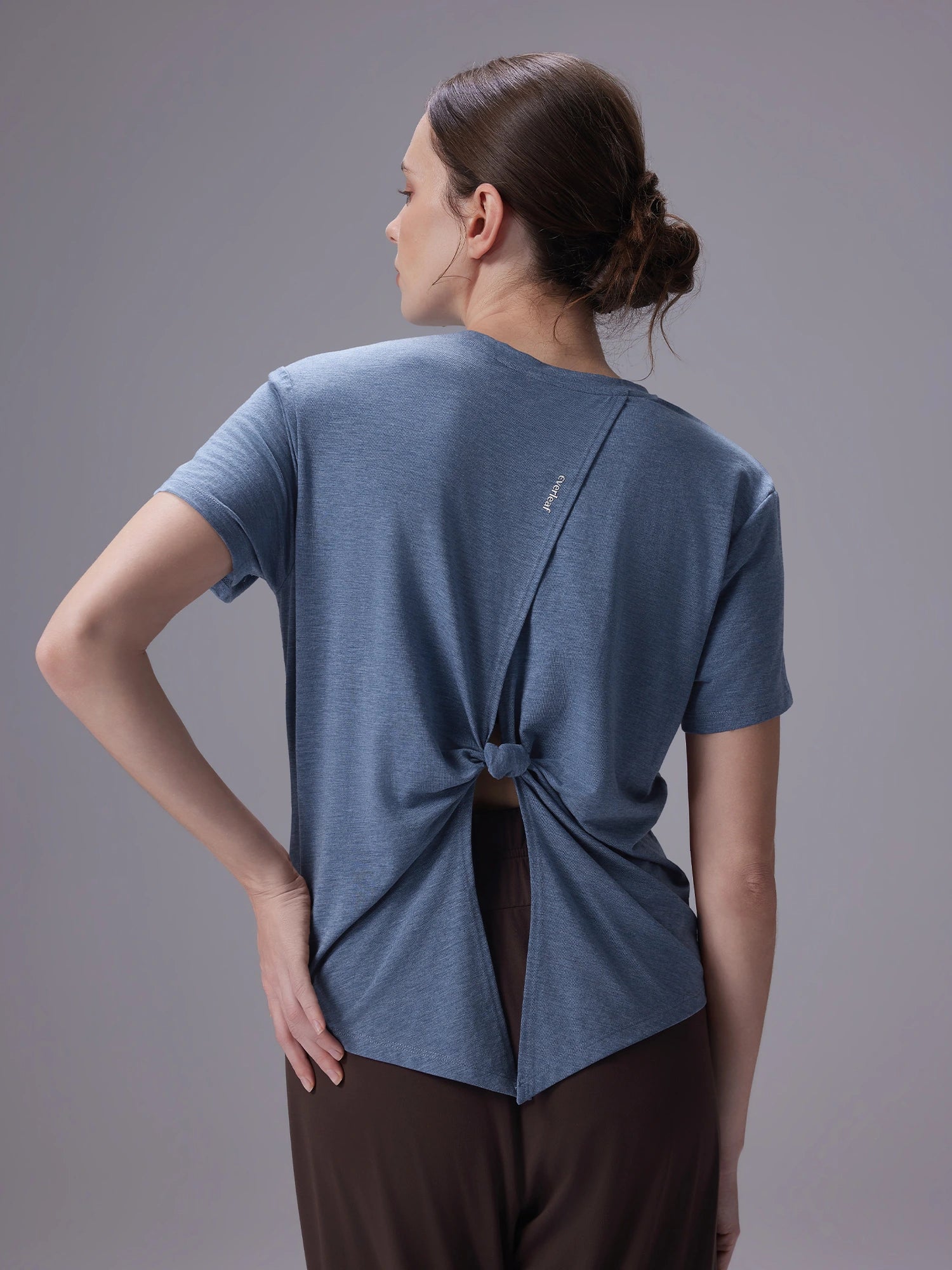 Image of Everleaf Back Twist Shirt Poolshadow Blue