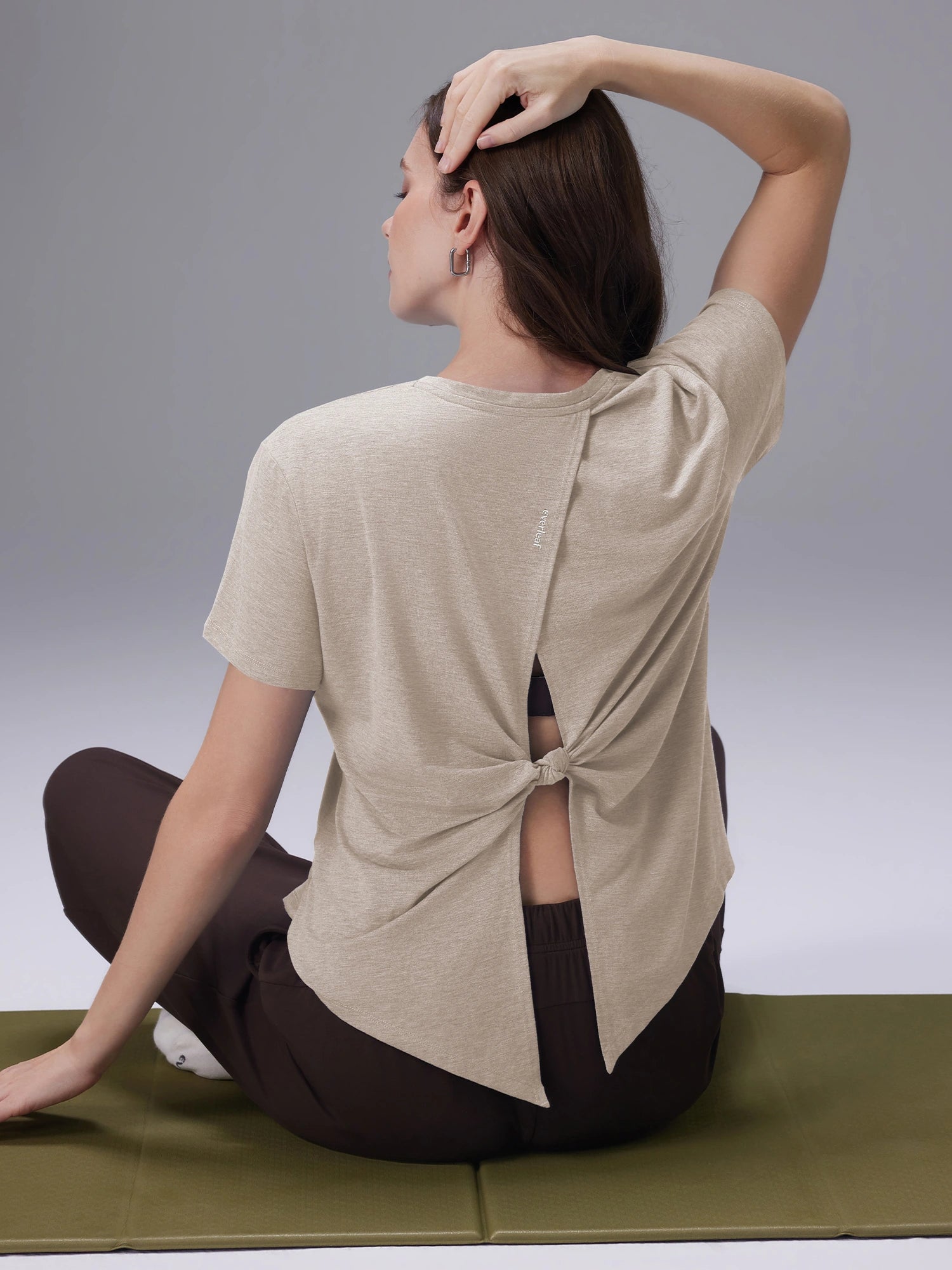 Image of Everleaf Back Twist Shirt Sand Khaki